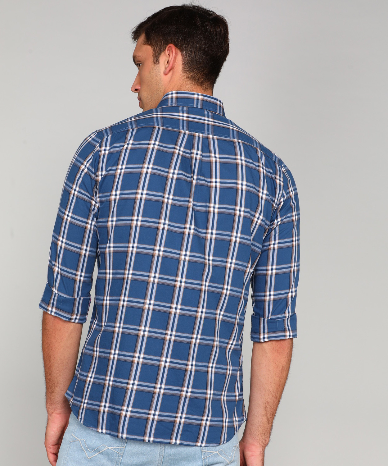 Image of VAN HEUSEN Men Checkered Casual Purple Shirt