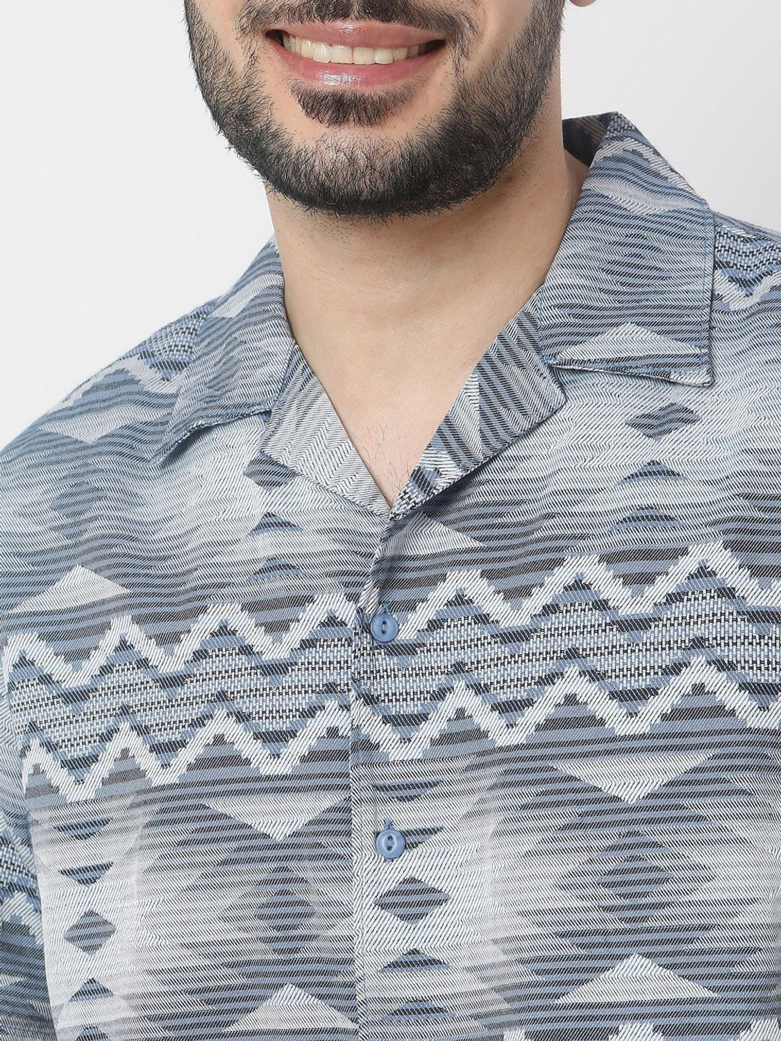 Image of Spykar Men Printed Casual Blue Shirt