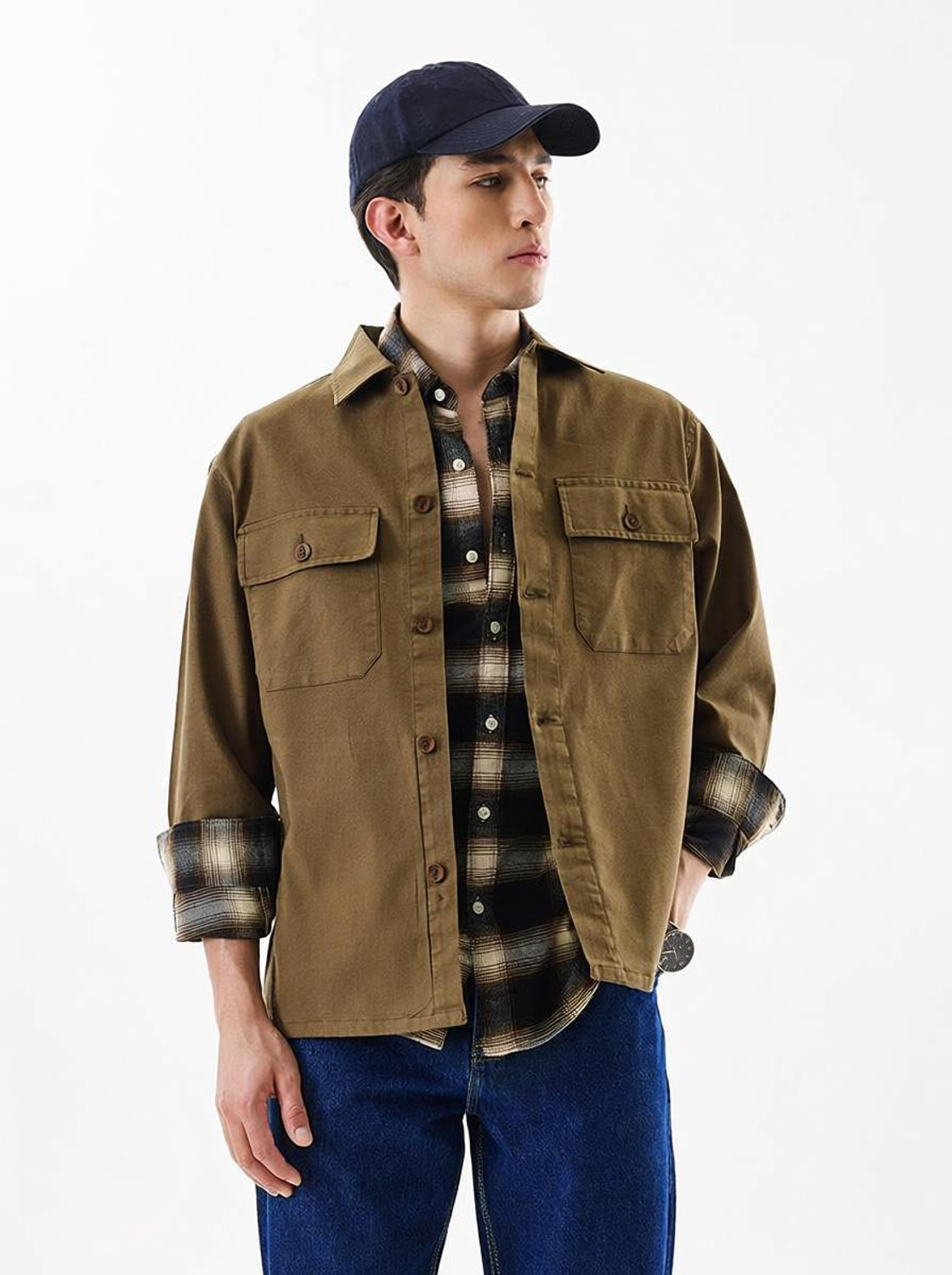 Image of Snitch Men Solid Casual Brown Shirt