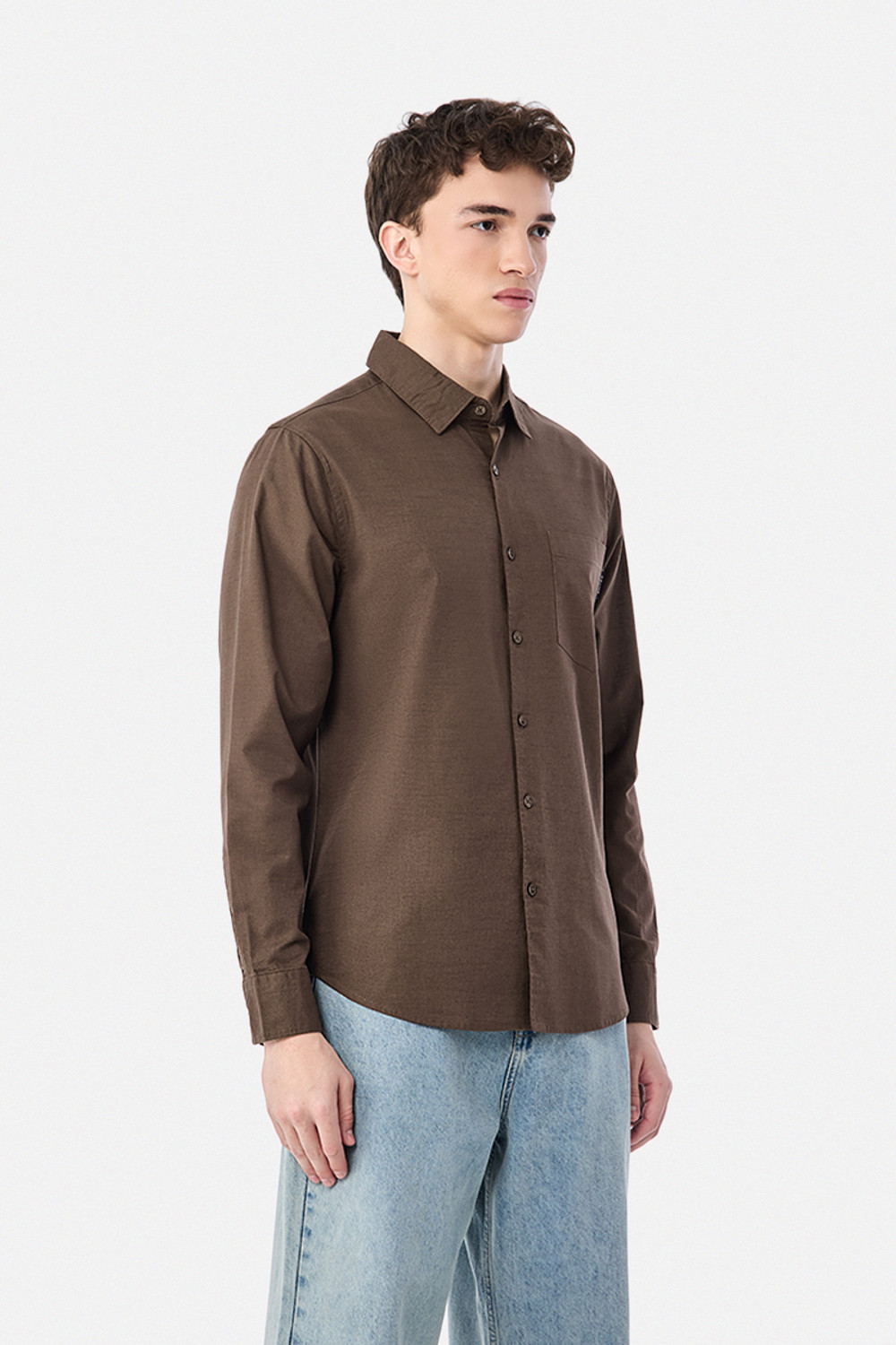 Image of Snitch Men Solid Casual Brown Shirt