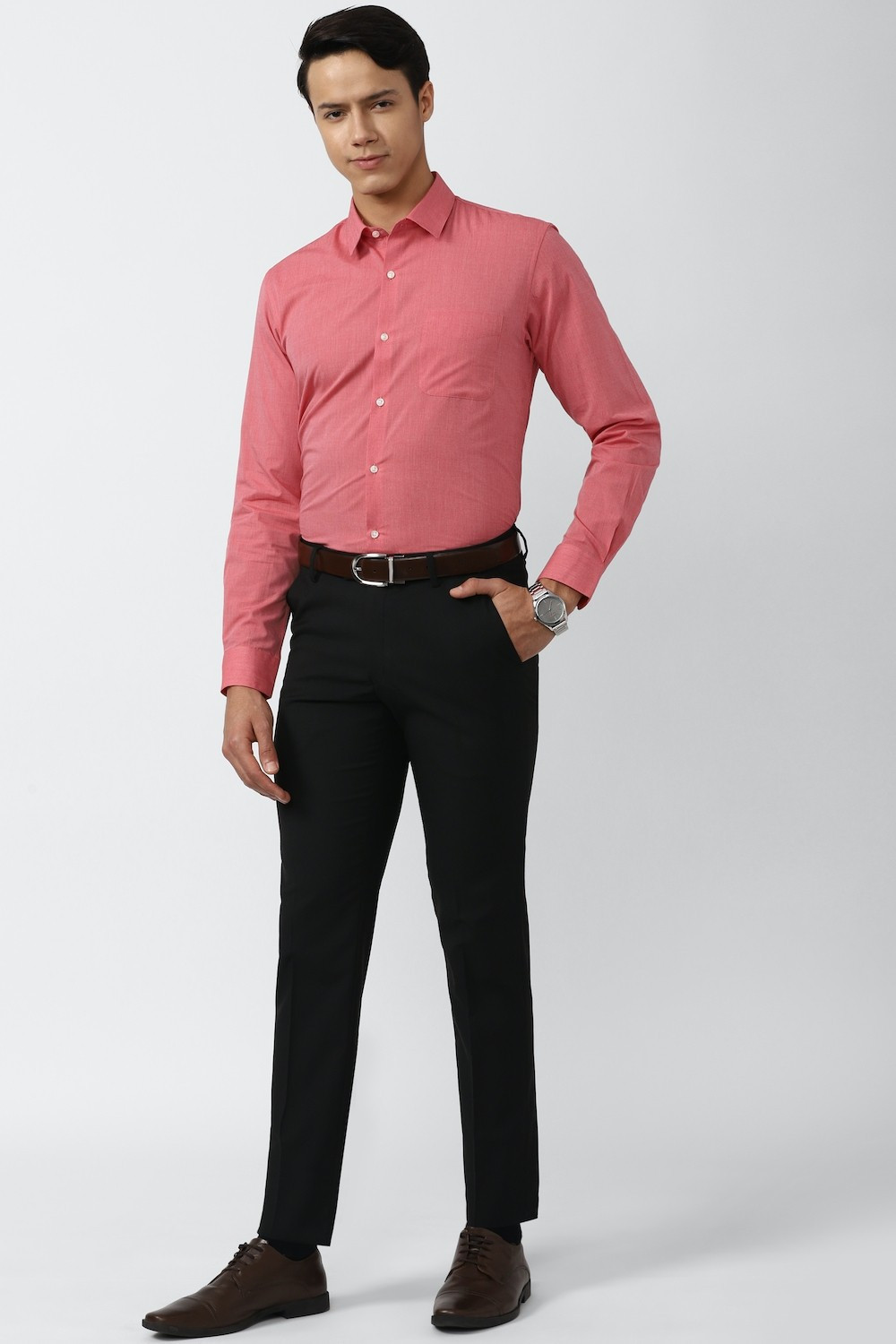 Image of PETER ENGLAND Men Solid Formal Pink Shirt