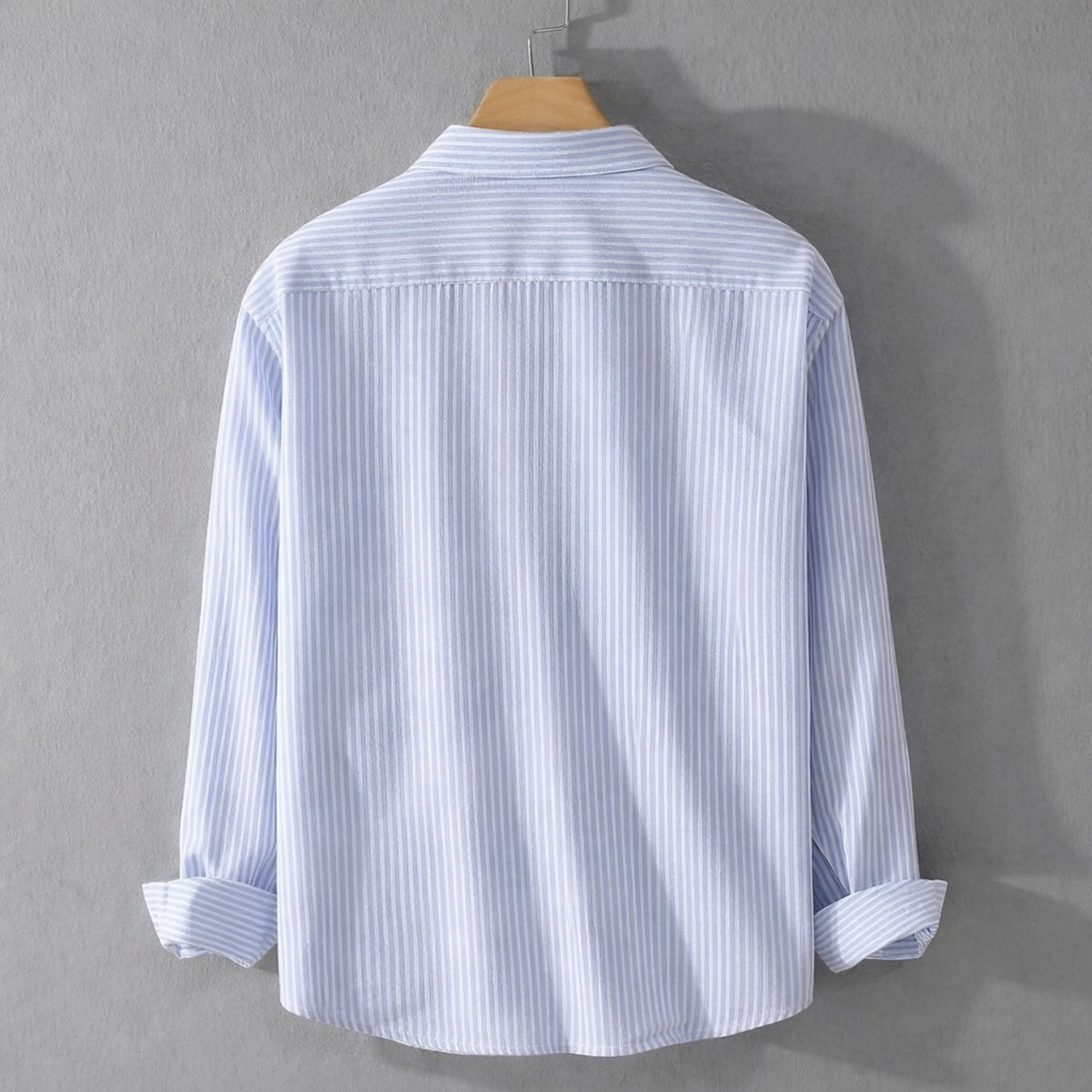 Image of GELAI ENTERPRISE Men Striped Casual Light Blue Shirt