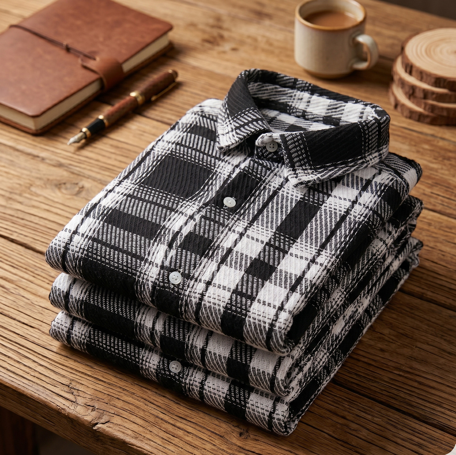 Image of Bishap Fashion Men Checkered Casual Black Shirt