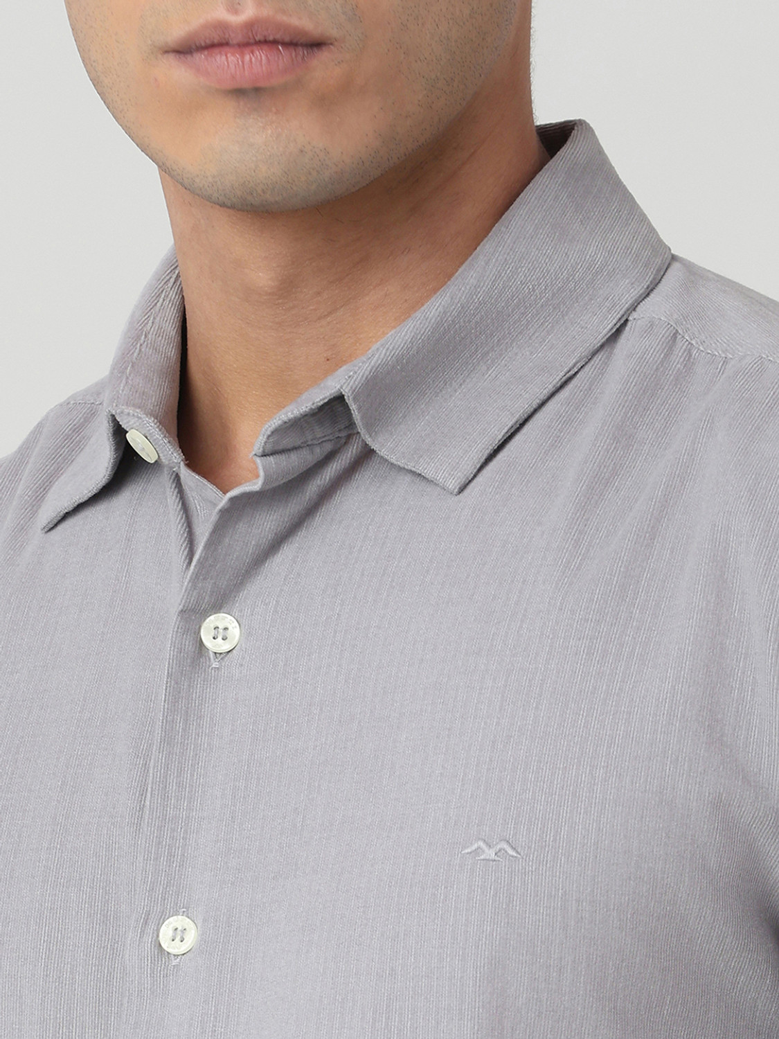 Image of MUFTI Men Solid Formal Grey Shirt