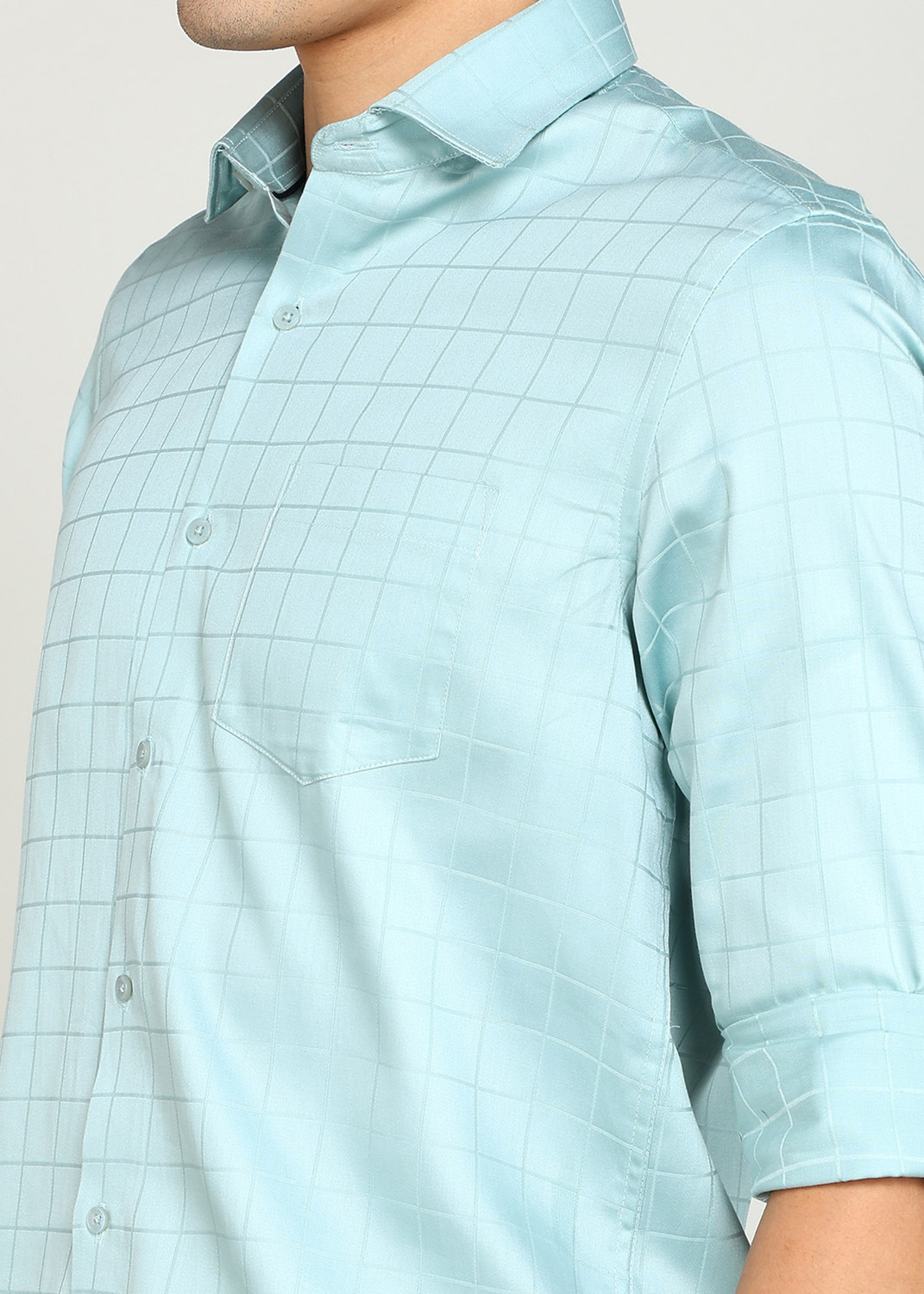 Image of INTEGRITI Men Solid Formal Light Green Shirt
