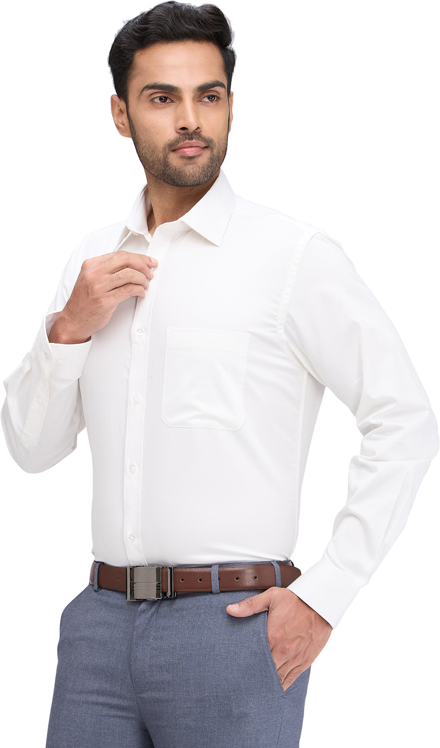 Image of Raymond Men Slim Fit Solid Formal Shirt
