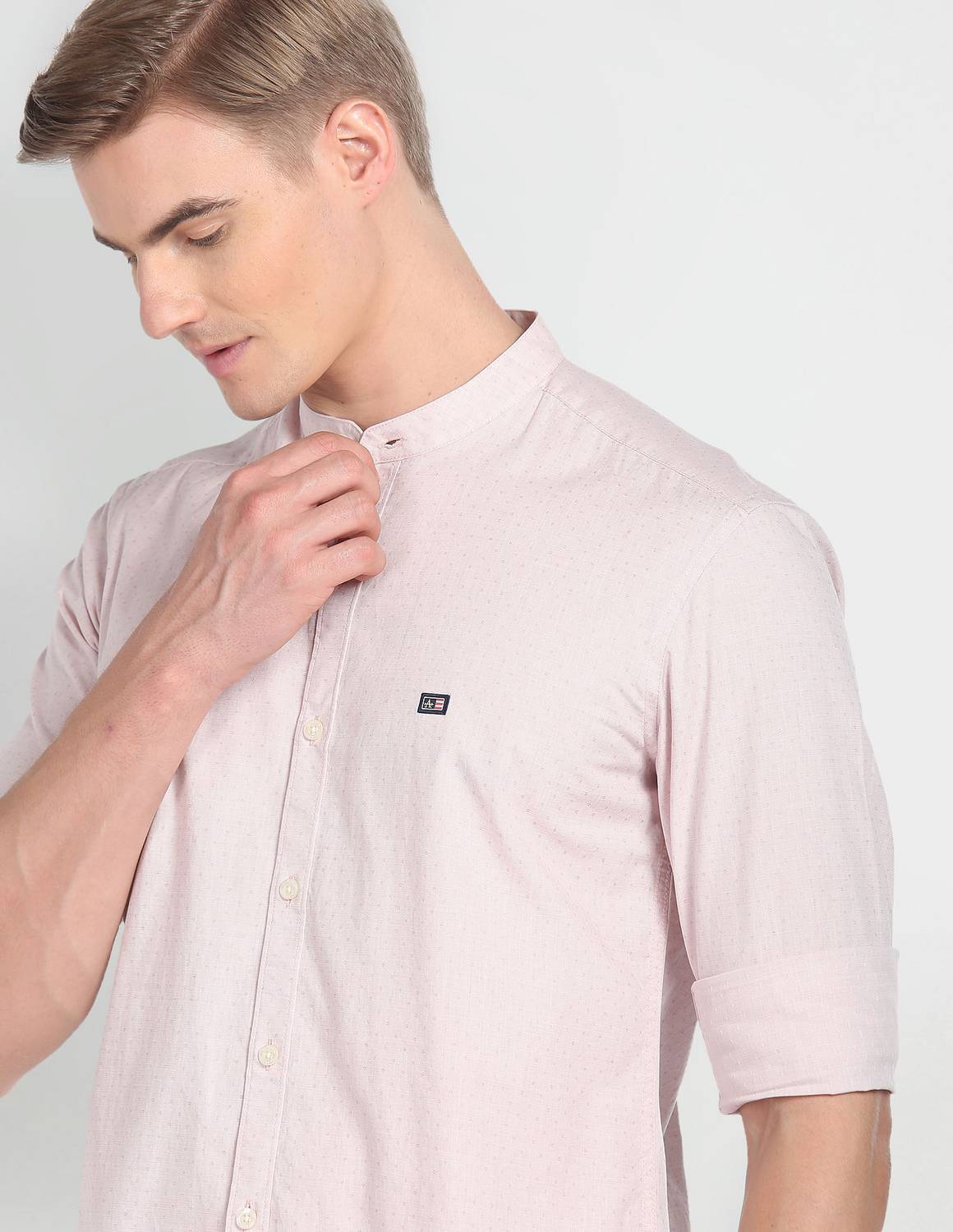 Arrow Sport Men Self Design Formal Pink Shirt