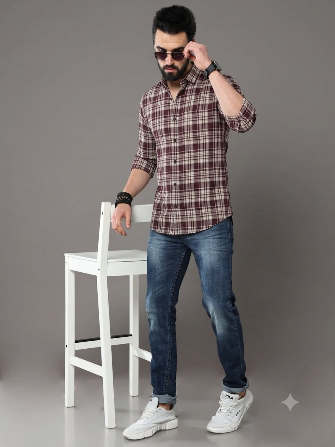 Image of METRONAUT Men Regular Fit Checkered Spread Collar Casual Shirt