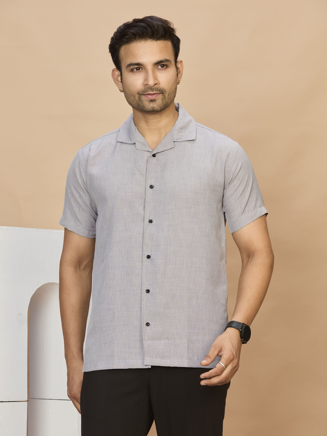 Image of STONEBERG Men Regular Fit Solid Casual Shirt