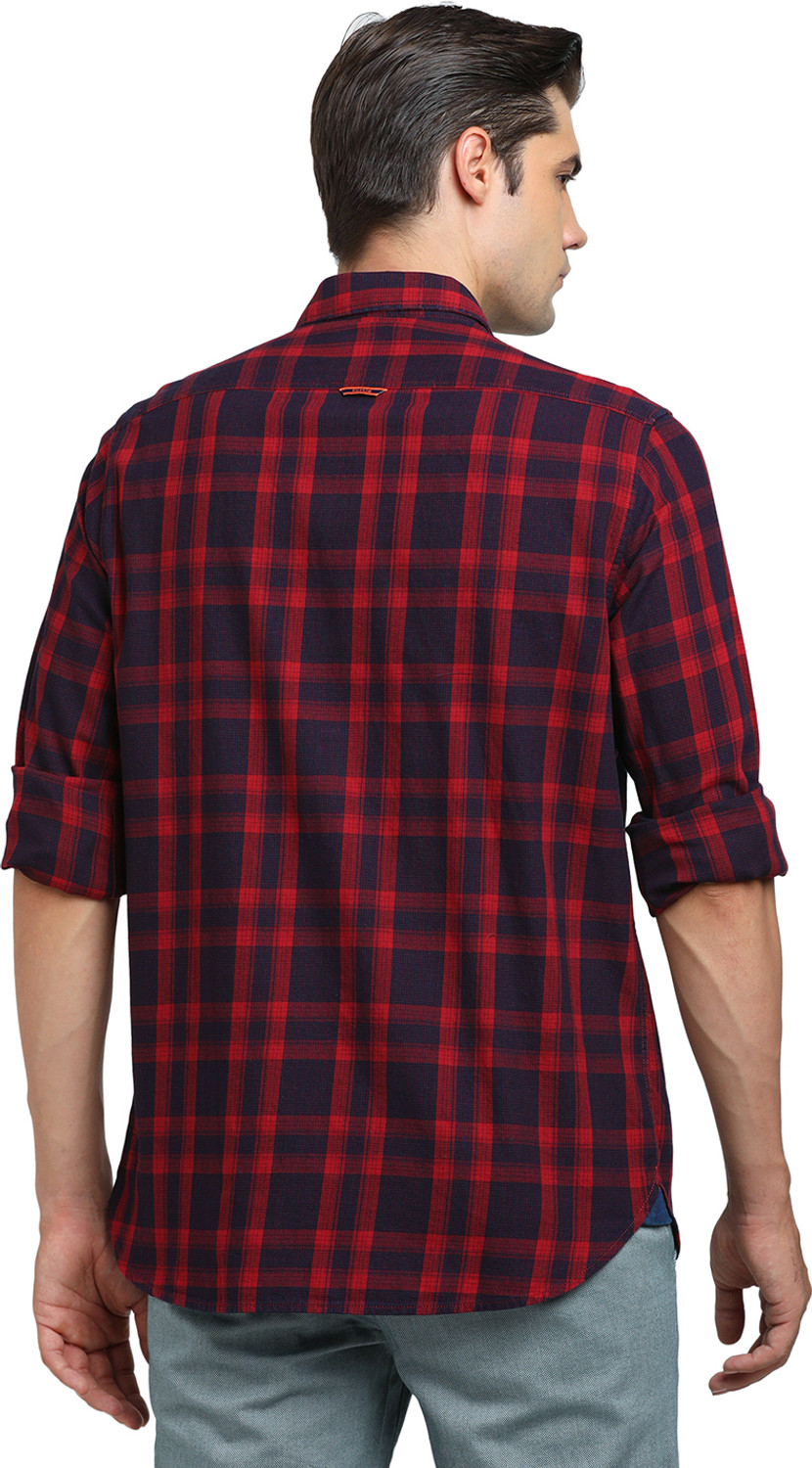 Image of TURTLE Men Checkered Casual Red Shirt