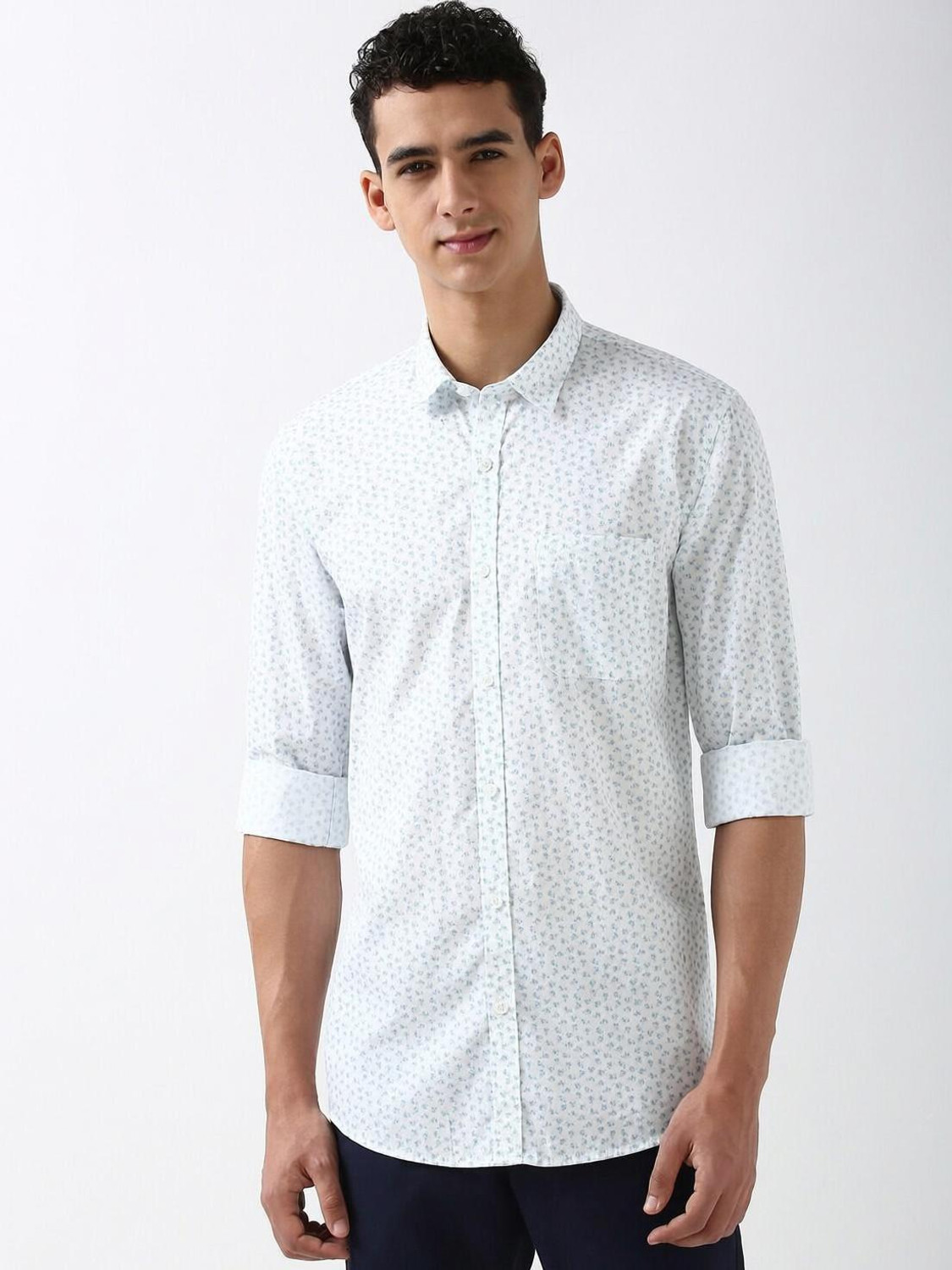 Image of PETER ENGLAND Men Printed Casual White Shirt