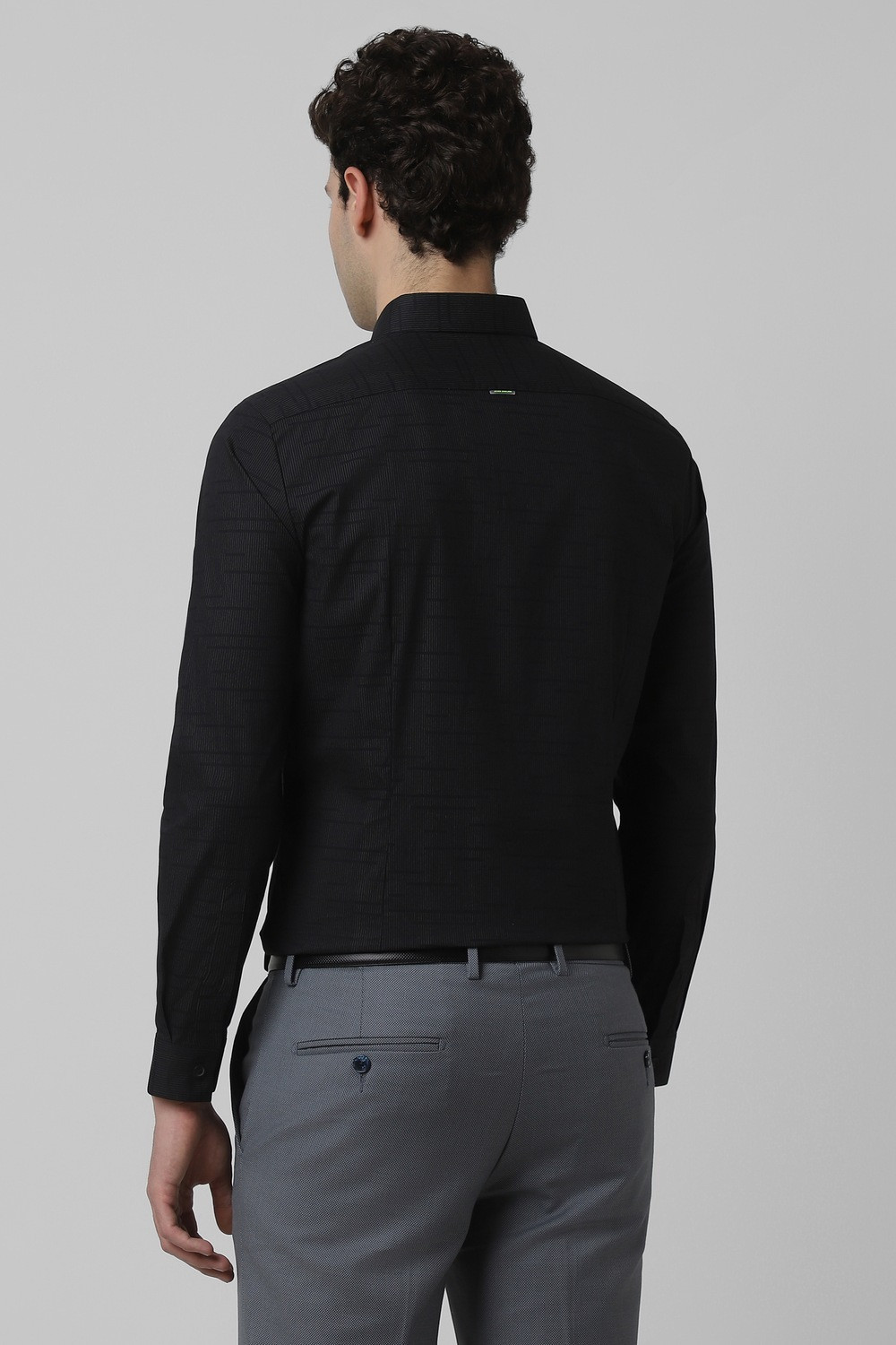 Image of PETER ENGLAND Men Printed Formal Black Shirt