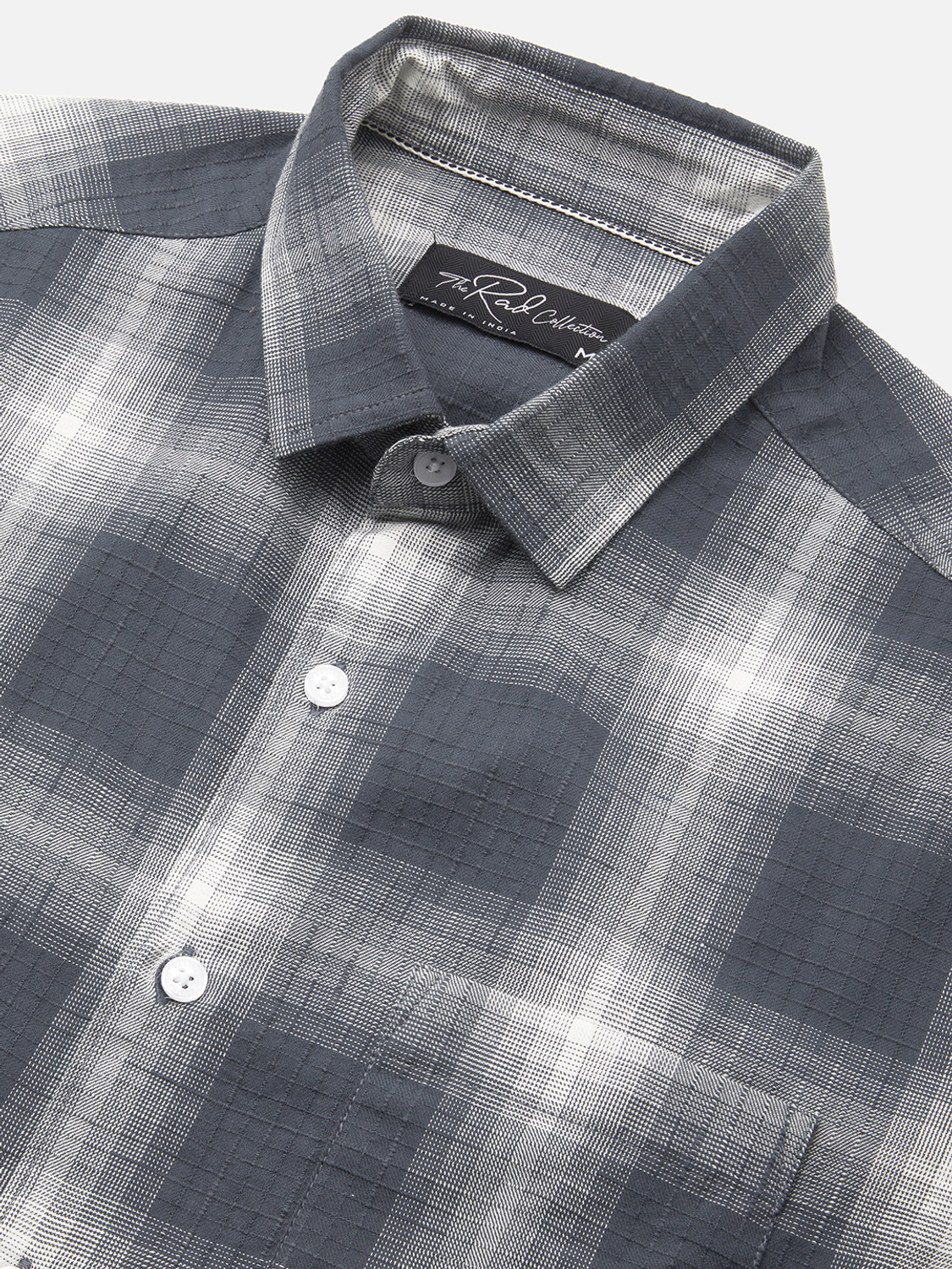 Image of VASTRADO Men Checkered Casual Grey Shirt