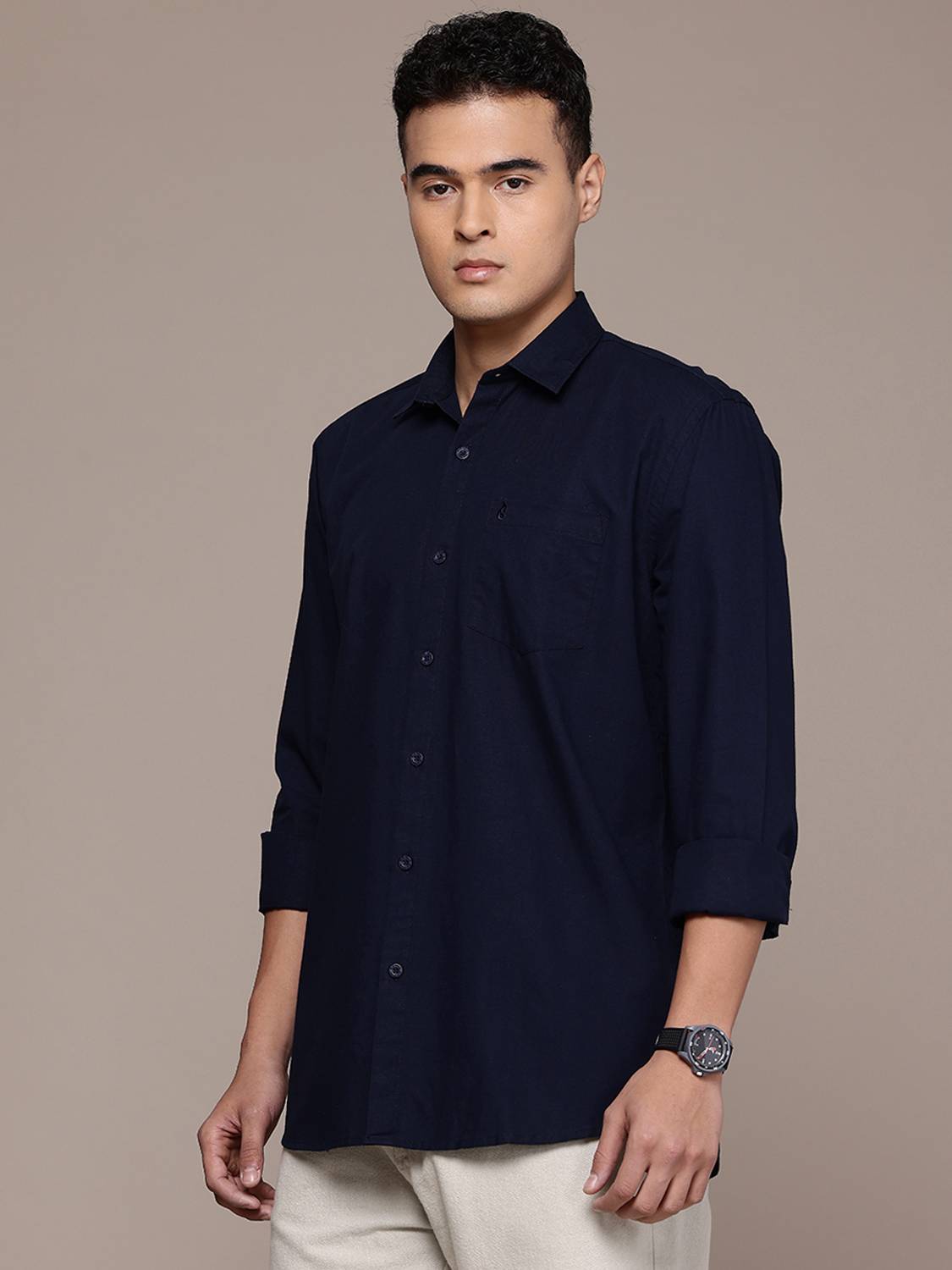 BLUE SQUAD Men Solid Casual Blue Shirt - Image 3