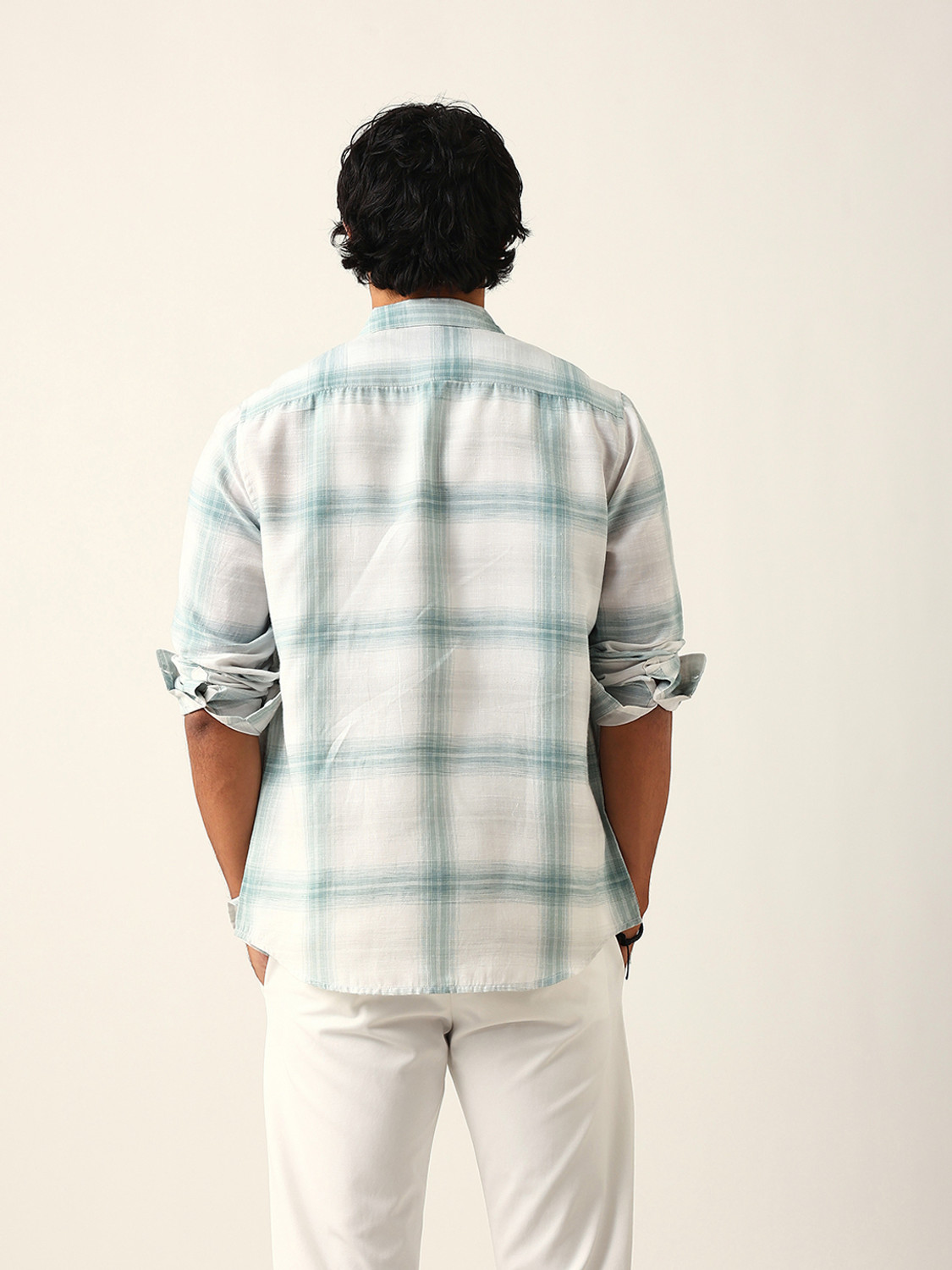 Image of THE BEAR HOUSE Men Checkered Casual Green Shirt
