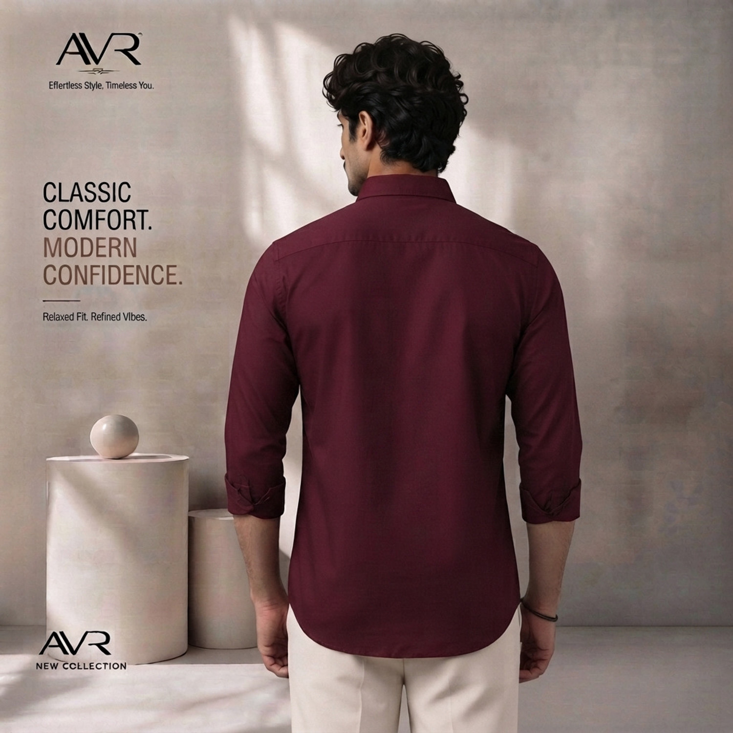 Image of AVR Men Solid Casual Maroon Shirt