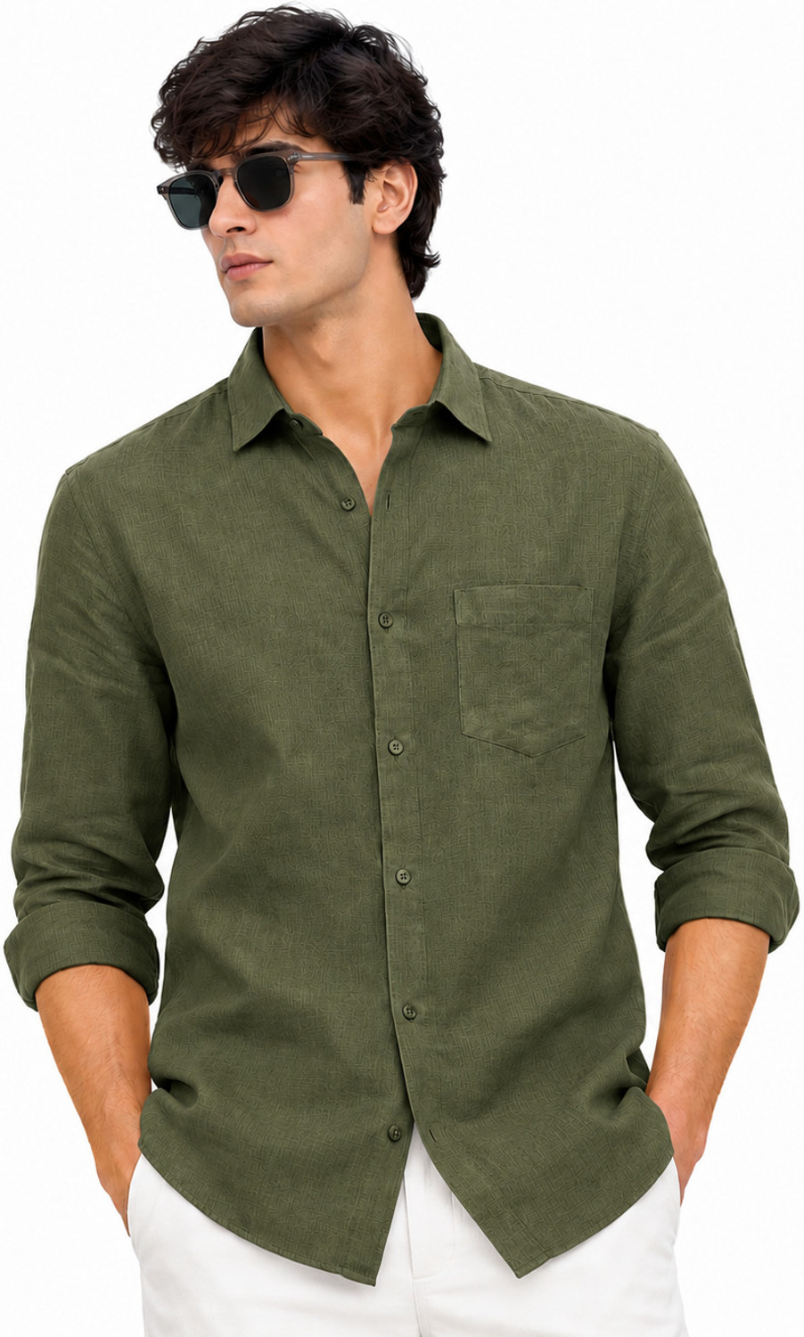 Image of Arvest Men Solid Casual Green Shirt