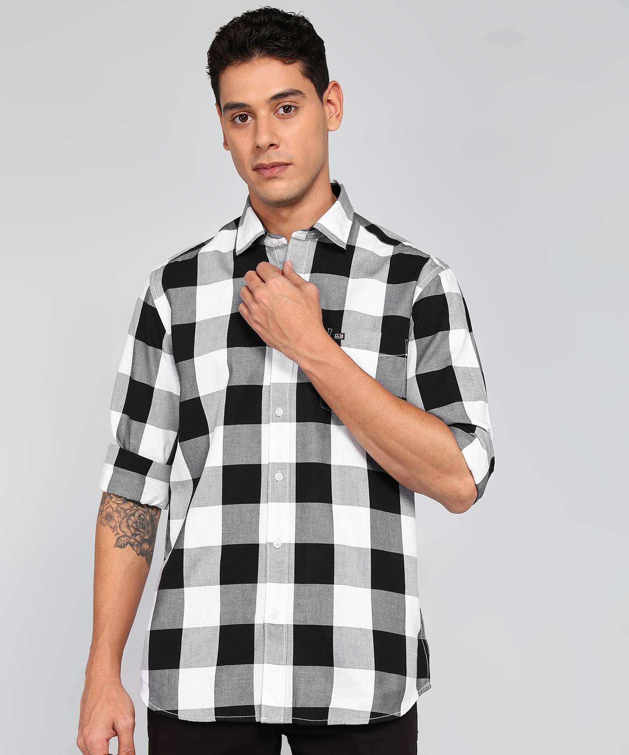 Arrow Sport Men Checkered Casual Black, Grey Shirt
