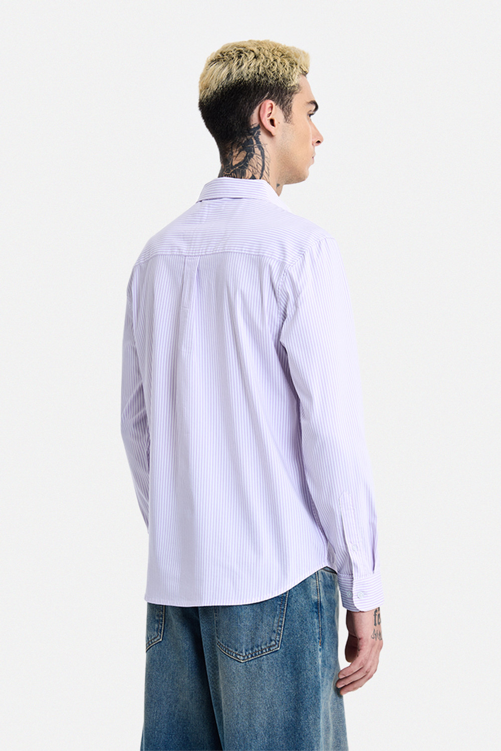 Image of Snitch Men Striped Casual Purple Shirt