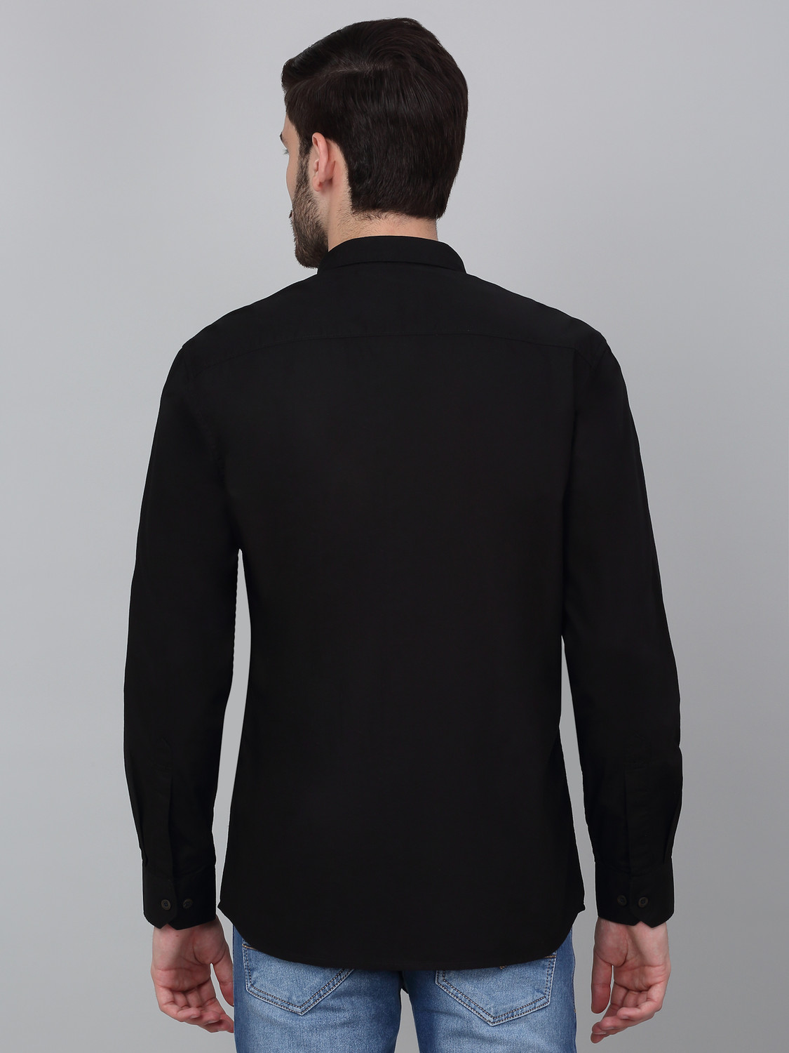 Image of CANTABIL Men Solid Casual Black Shirt