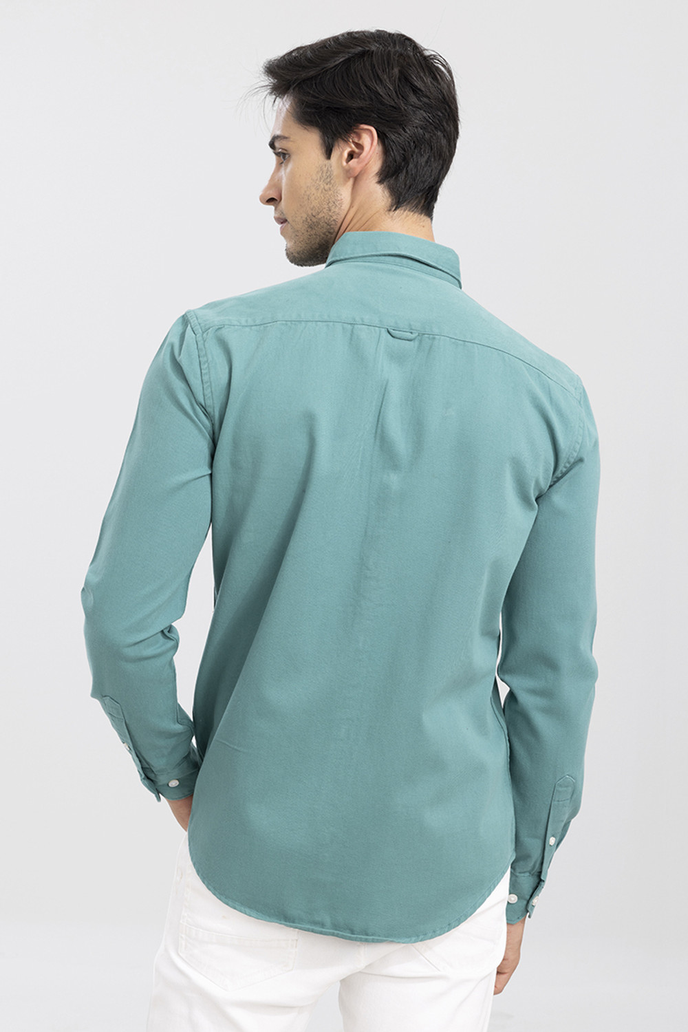 Image of Snitch Men Solid Casual Green Shirt
