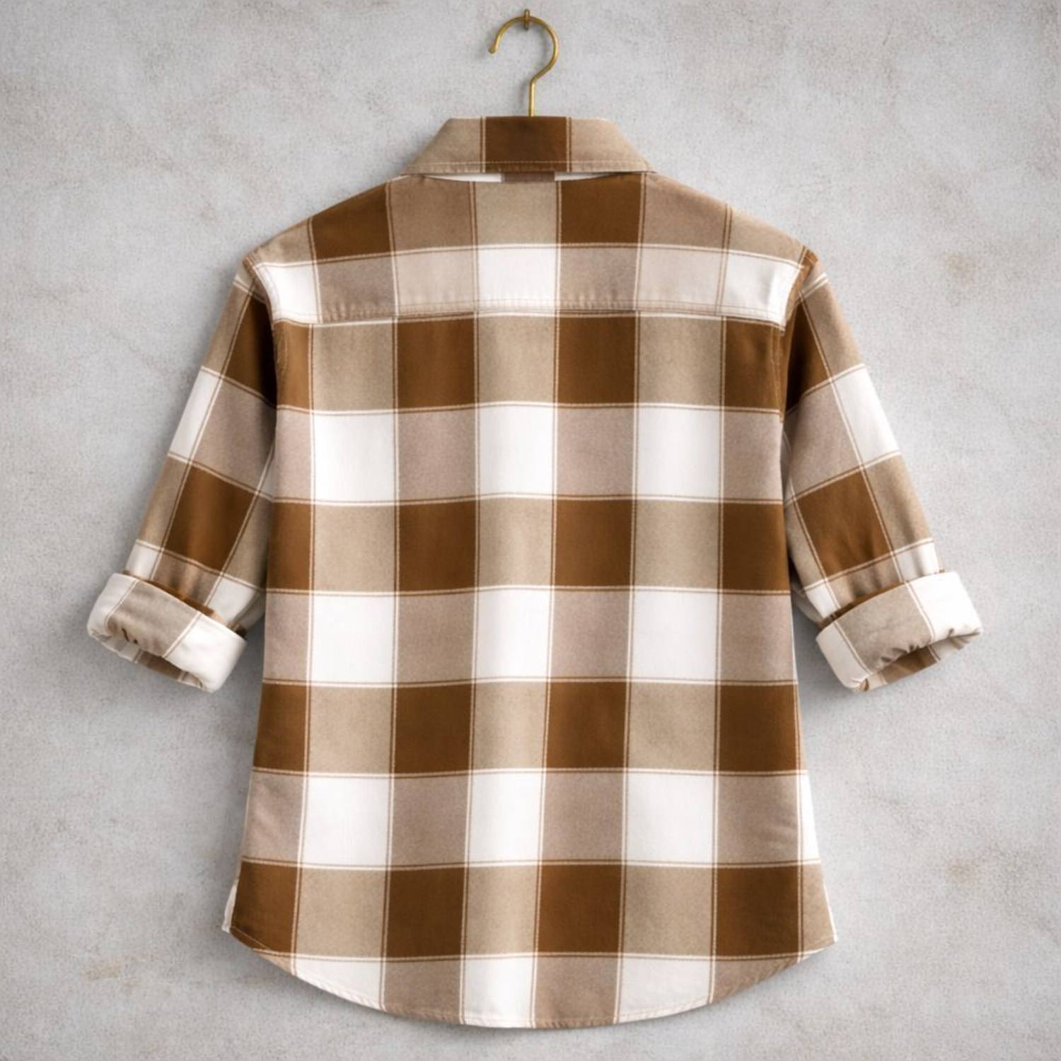 FalconWear Men Checkered Casual Brown, White Shirt - Image 2