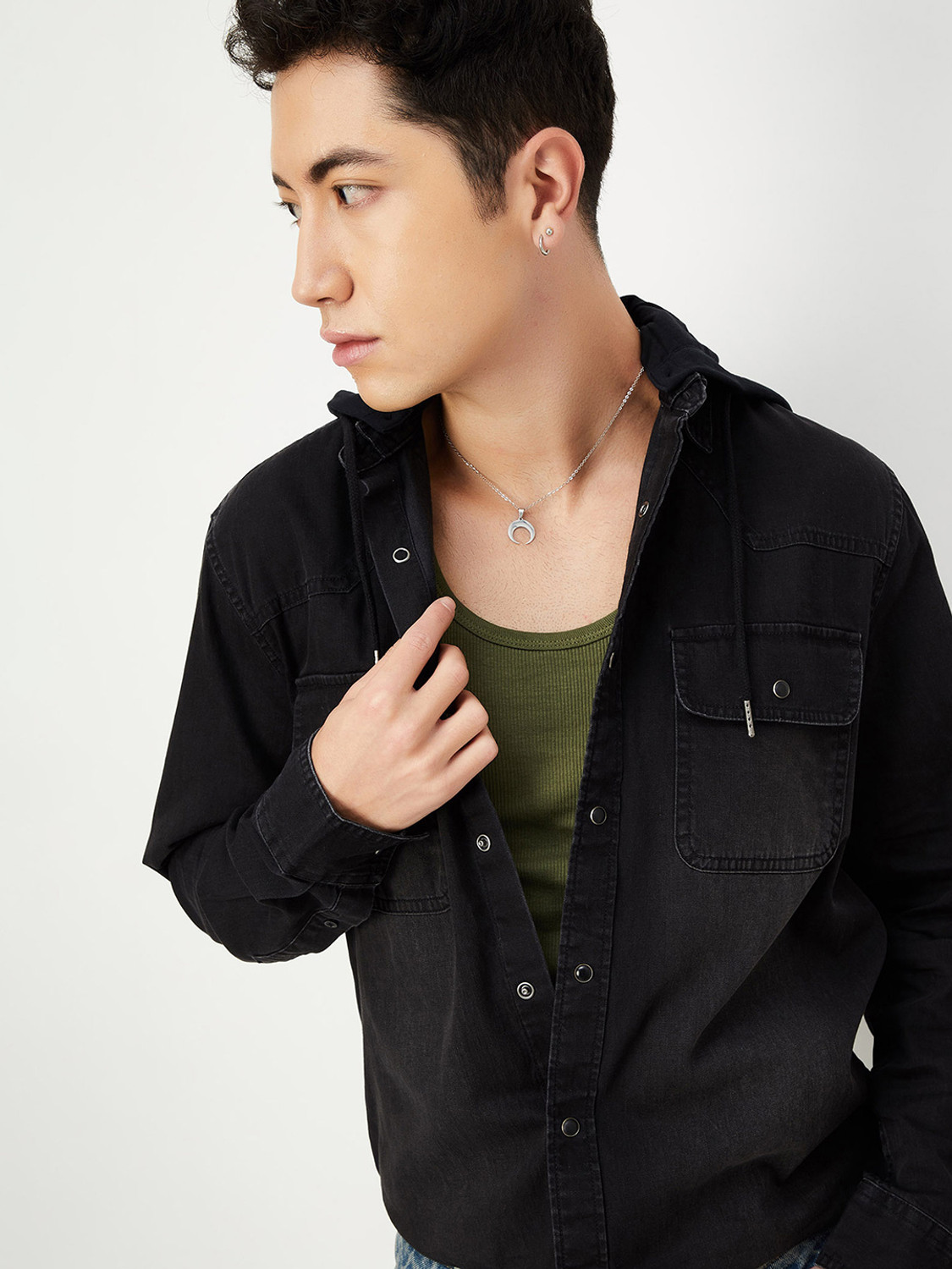 Image of MAX Men Solid Casual Black Shirt