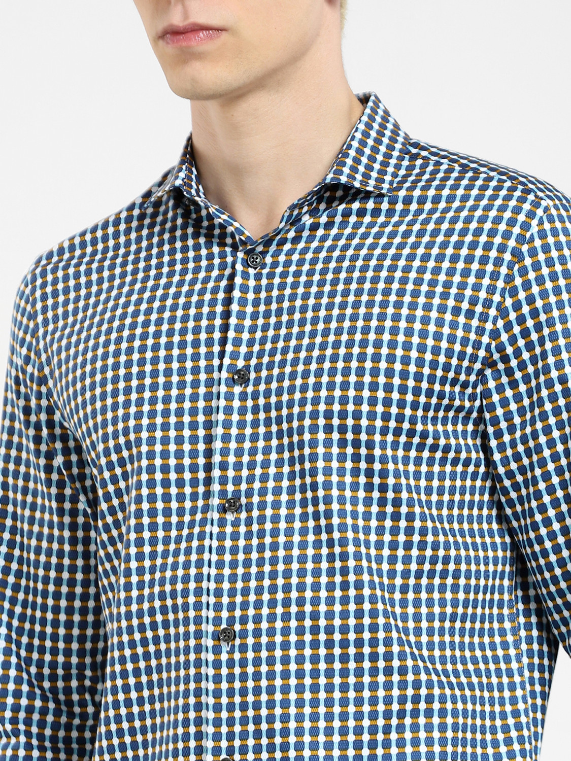 Image of JACK & JONES Men Checkered Casual Blue Shirt
