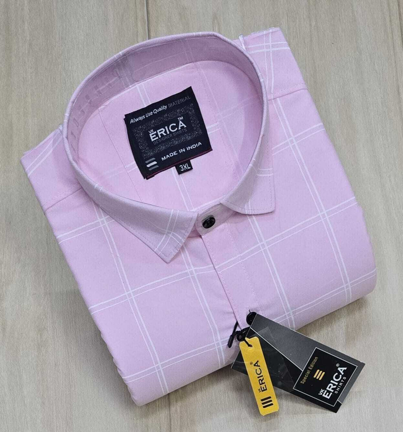 Image of Erica Men Checkered Casual Pink Shirt