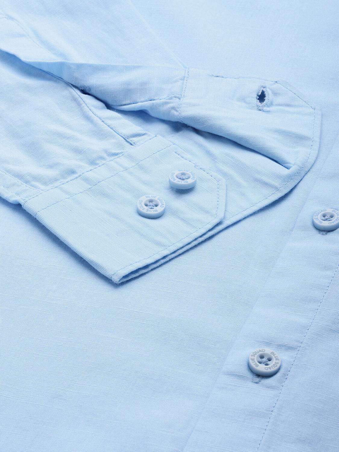 BLUE Men Solid Casual Blue Shirt - Image 5