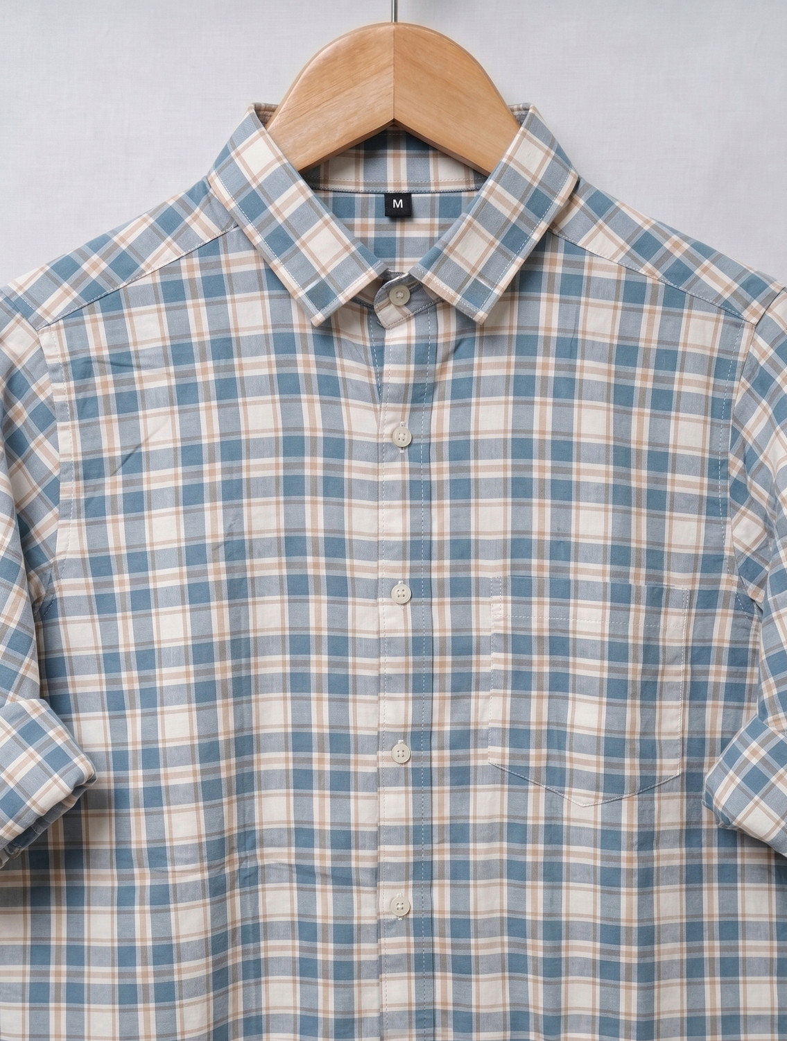 Image of CELLUX Men Checkered Casual Light Blue Shirt
