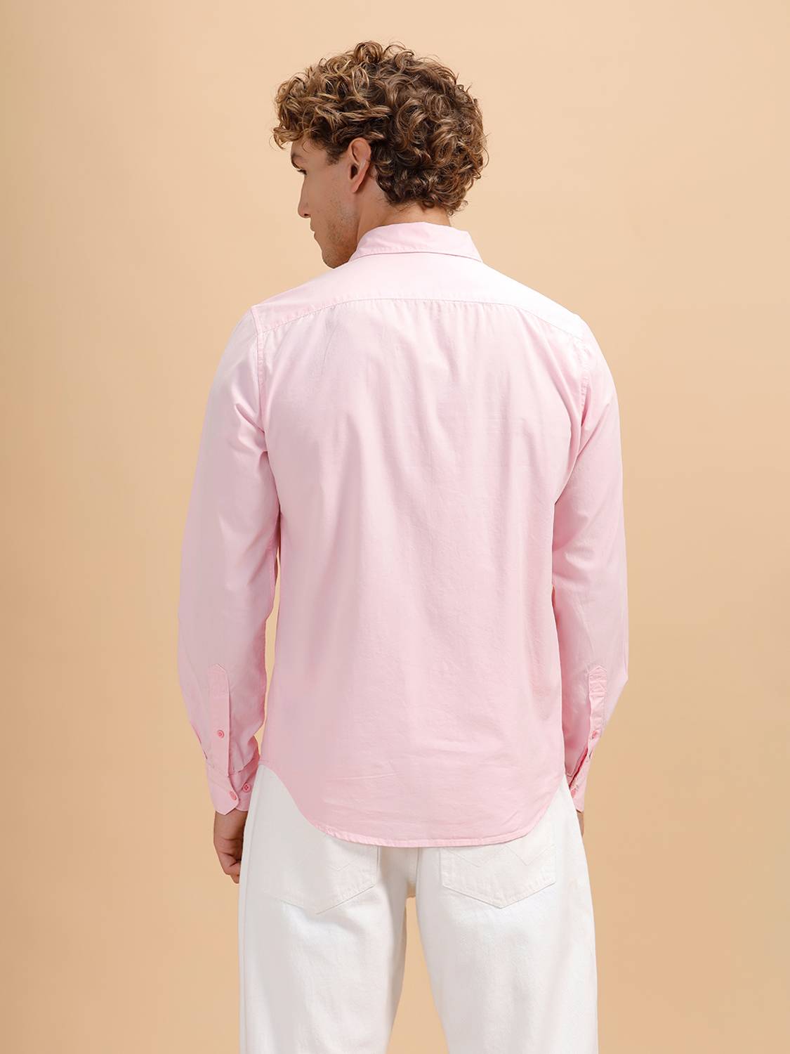 WROGN Men Solid Casual Pink Shirt - Image 3