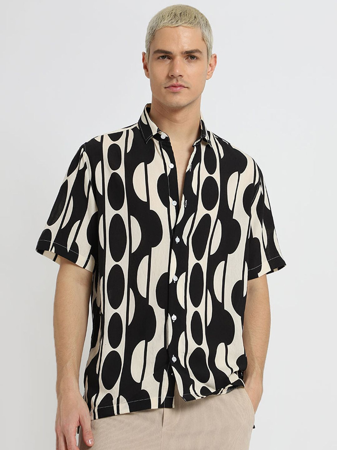 Image of Banana Club Men Printed Casual Black Shirt