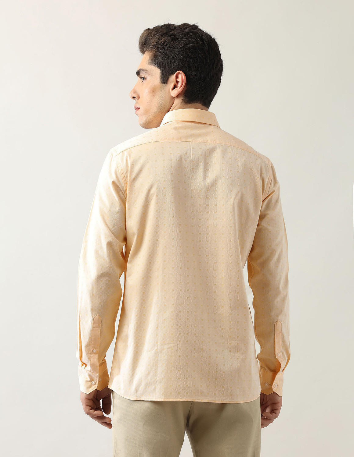 Image of ARROW Men Checkered Formal Yellow Shirt