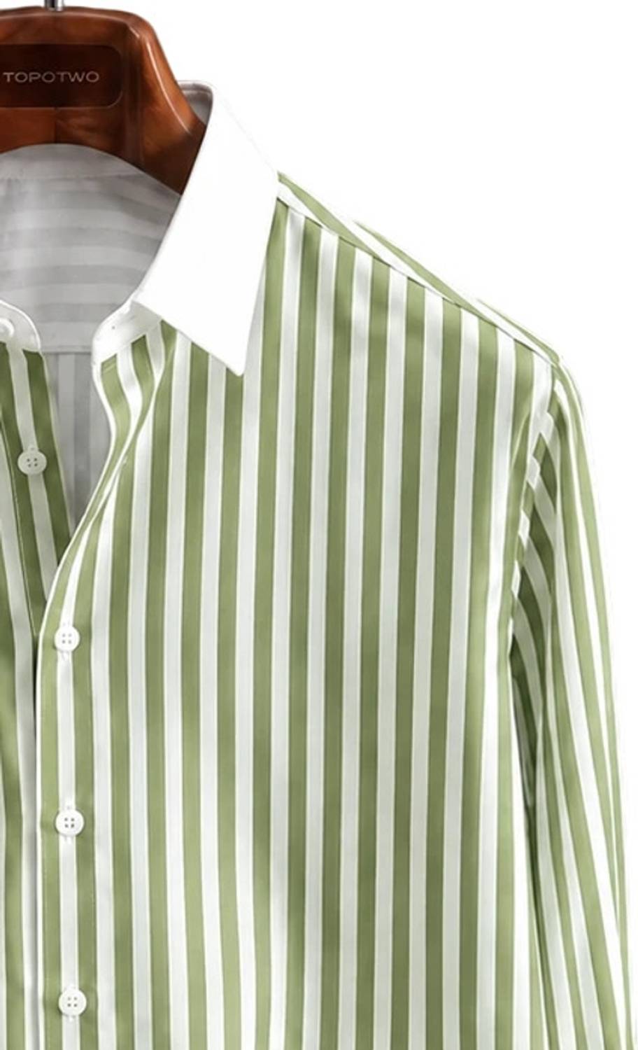 JaitraFab Men Green Striped Casual Shirt - Image 3
