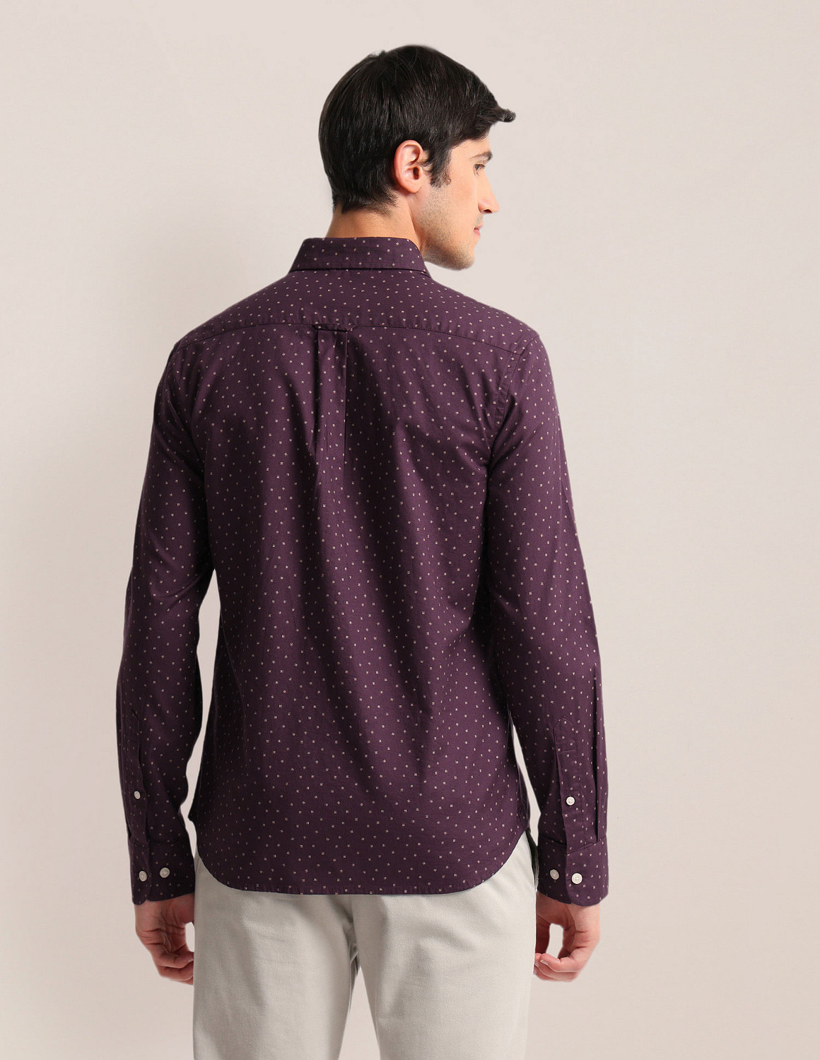 Image of U.S. POLO ASSN. Men Printed Casual Purple Shirt