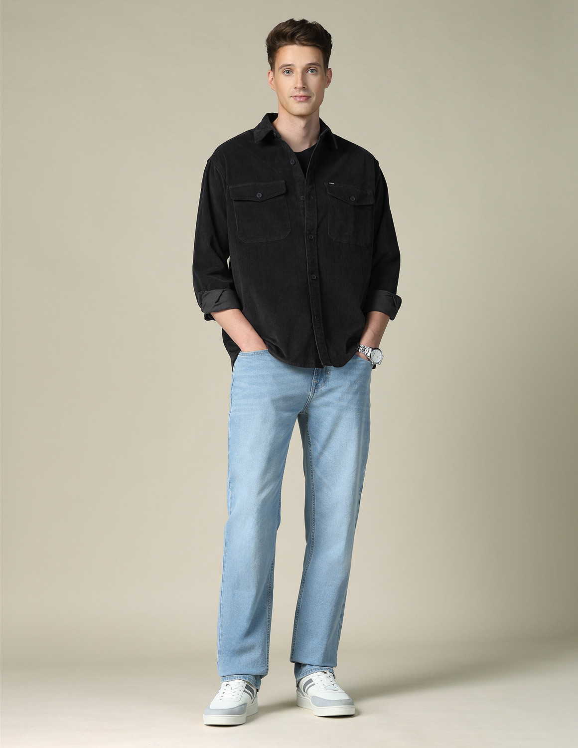 Image of U.S. Polo Assn. Denim Co. Men Solid Casual Black Shirt