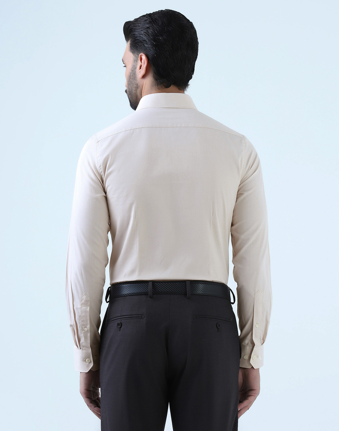 Image of Blackberrys Men Self Design Formal Cream Shirt