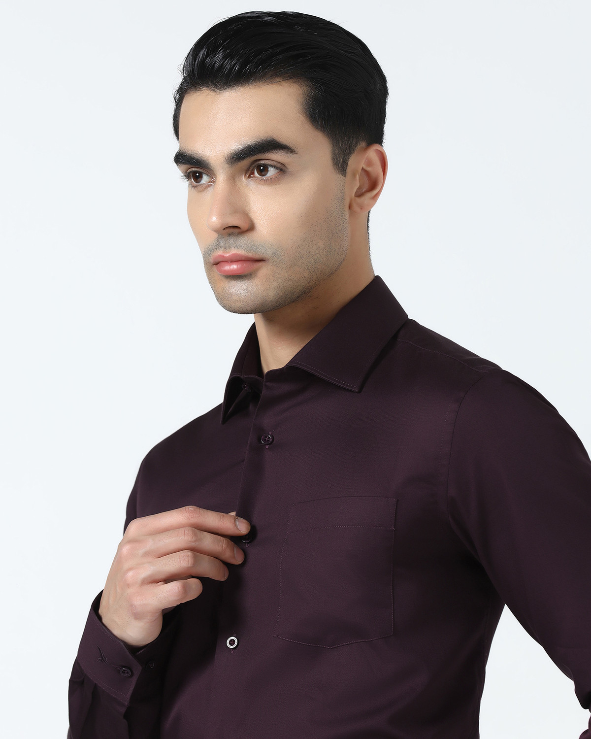 Image of Blackberrys Men Solid Formal Purple Shirt