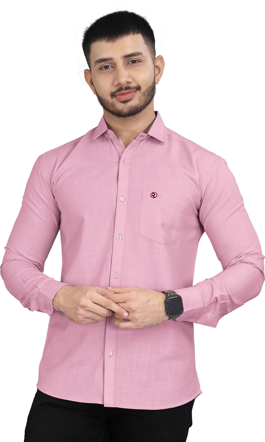 Image of REJIO Men Solid Casual Light Green, Pink Shirt