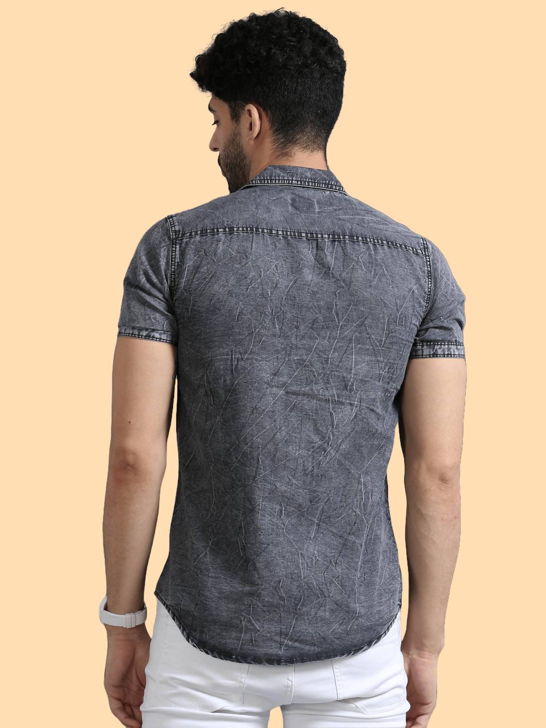 PRINTOUT Men Washed Casual Grey Shirt - Image 2