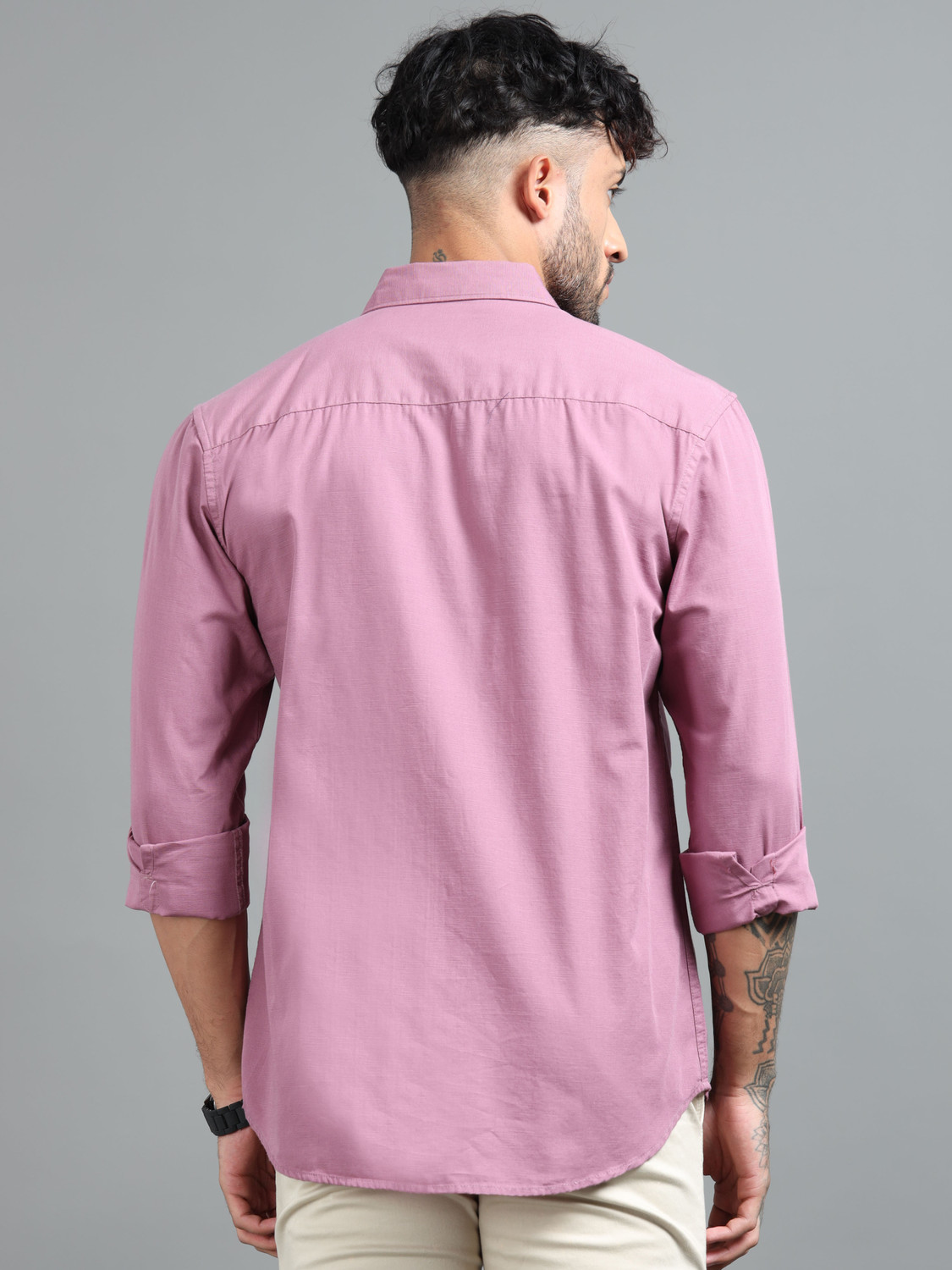 Image of Tom Mackler Men Solid Casual Purple Shirt