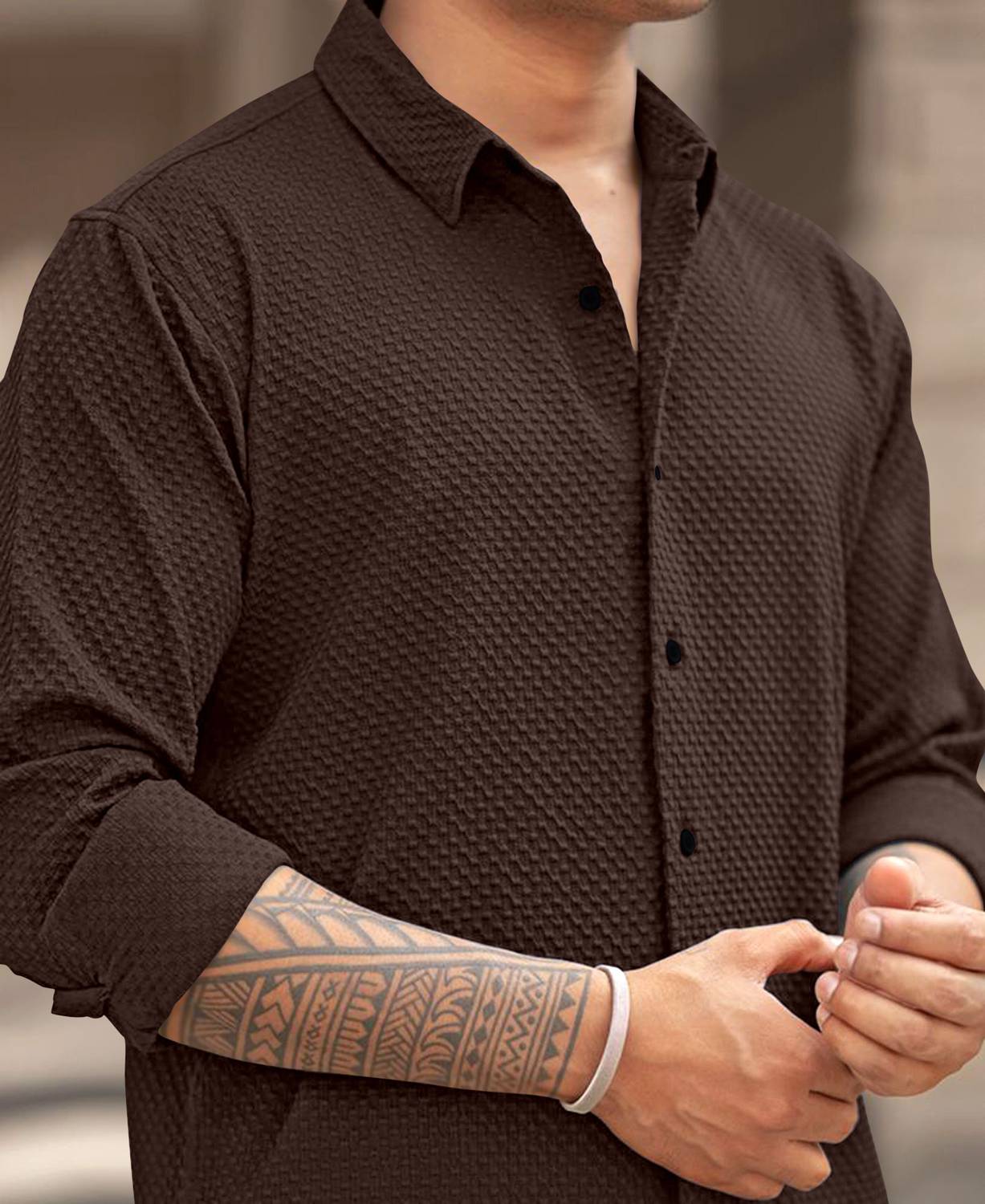 AANKLAR Men Brown Casual Shirt - Image 3