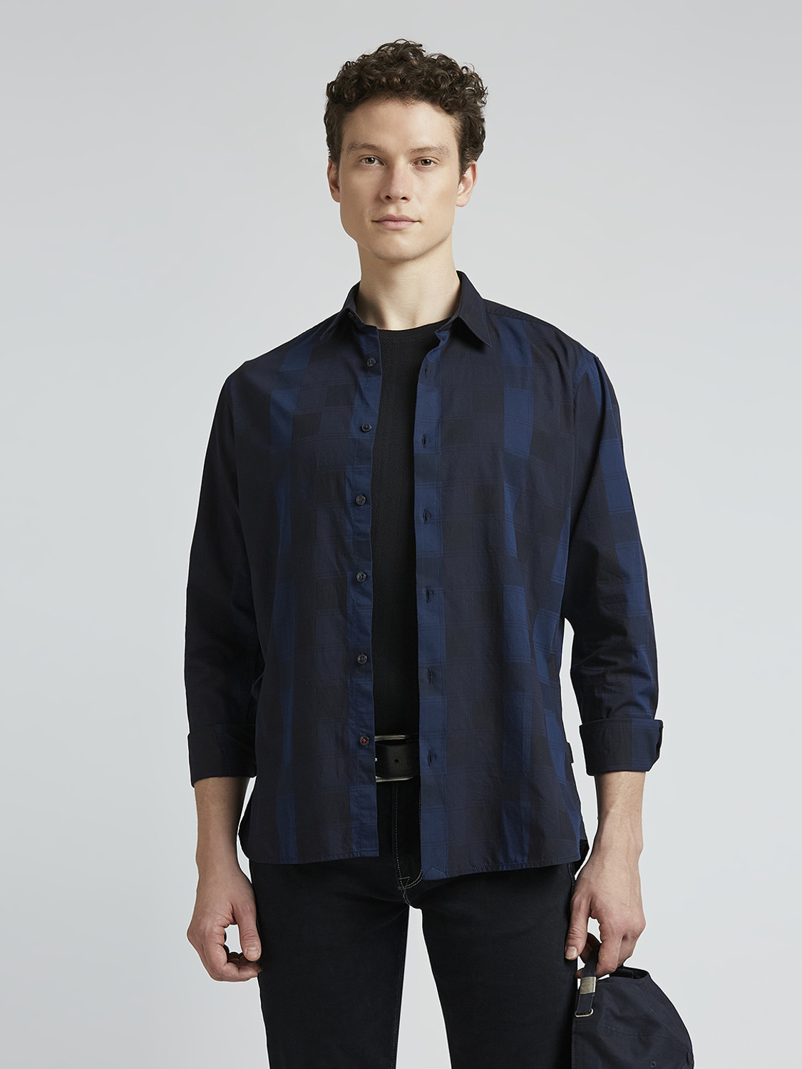 Image of Pepe Jeans Men Checkered Casual Blue Shirt