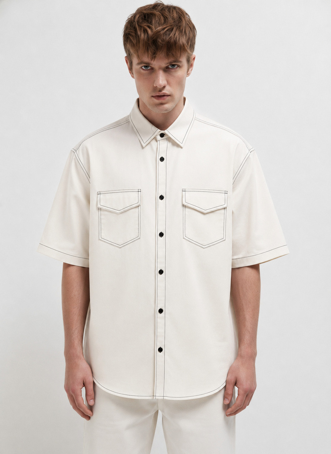 Image of FOXEY Men Solid Casual White Shirt