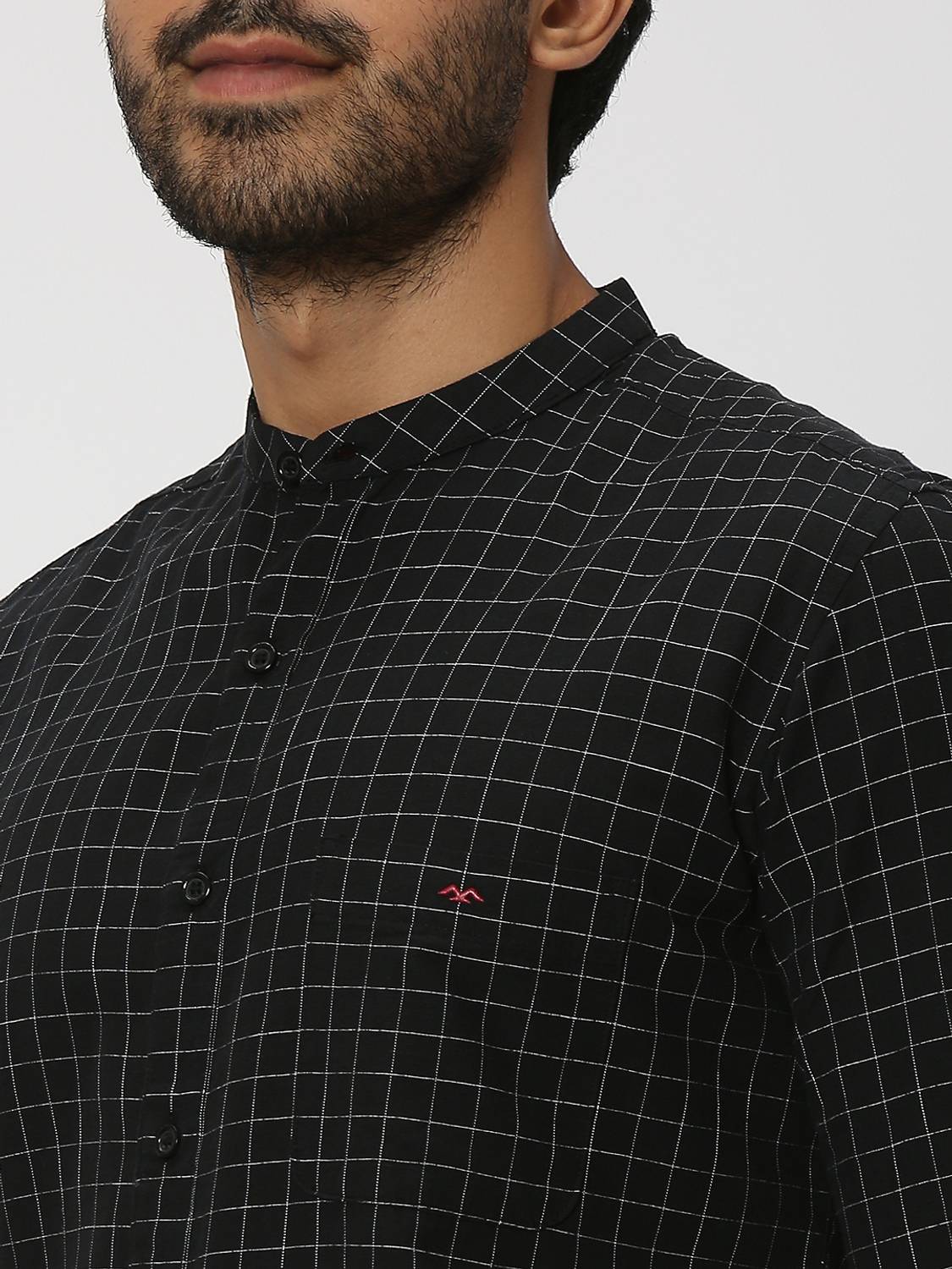 MUFTI Men Checkered Black White Shirt - Image 4