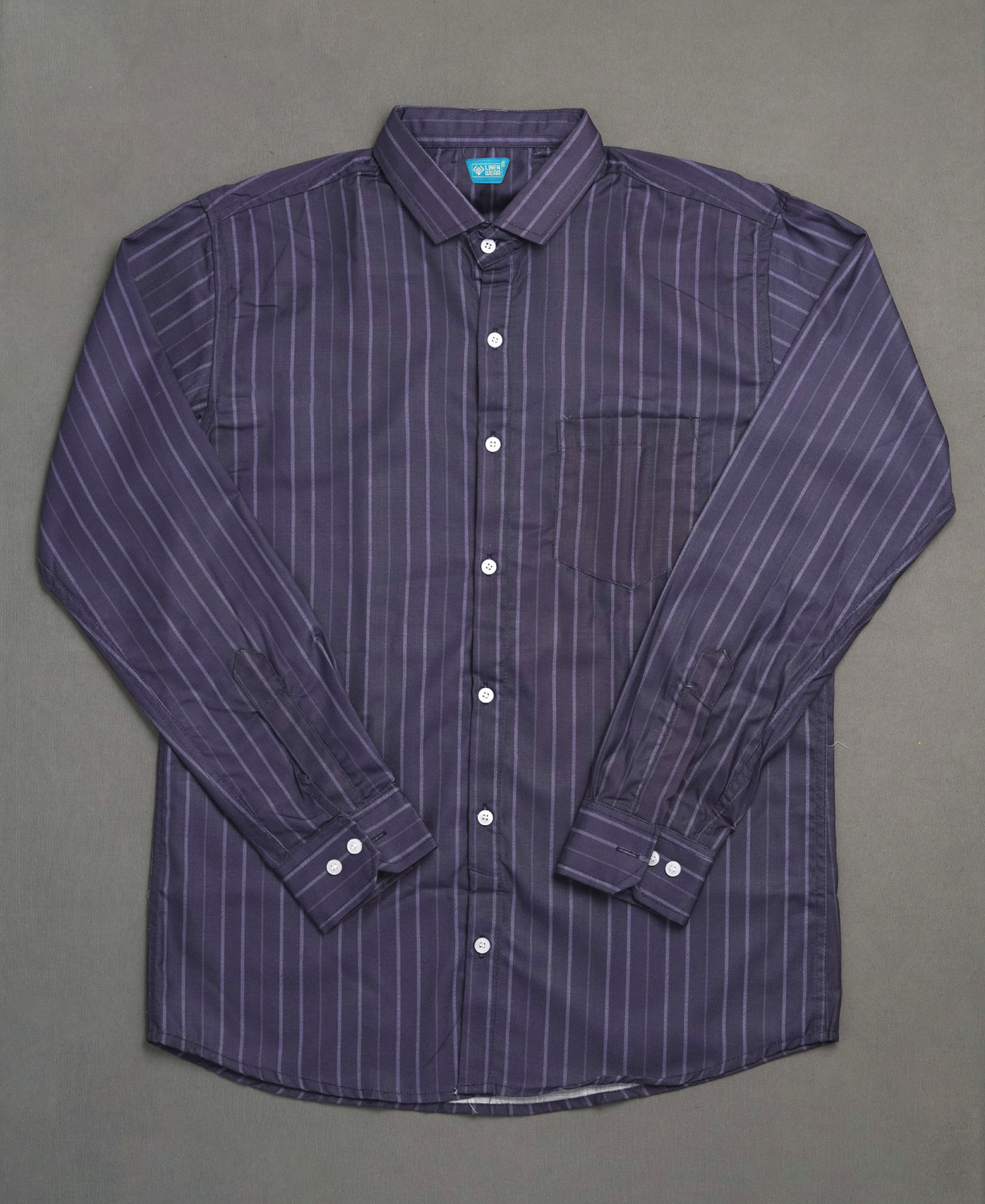 Image of LINENWEAR Men Striped Casual Purple Shirt
