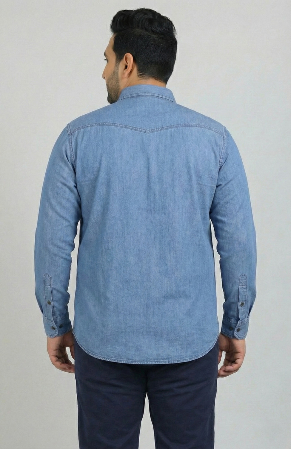 Image of METRONAUT PLUS Men Solid Casual Blue Shirt