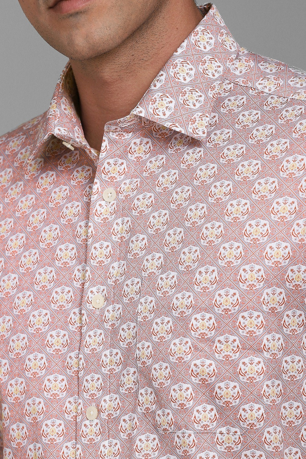Image of LOUIS PHILIPPE Men Printed Formal Red Shirt