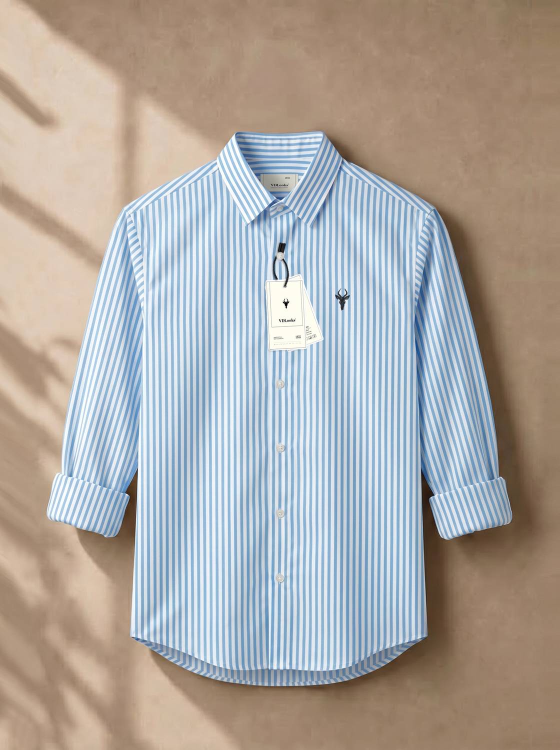vdlooks Men Striped Casual Blue Shirt - Image 4